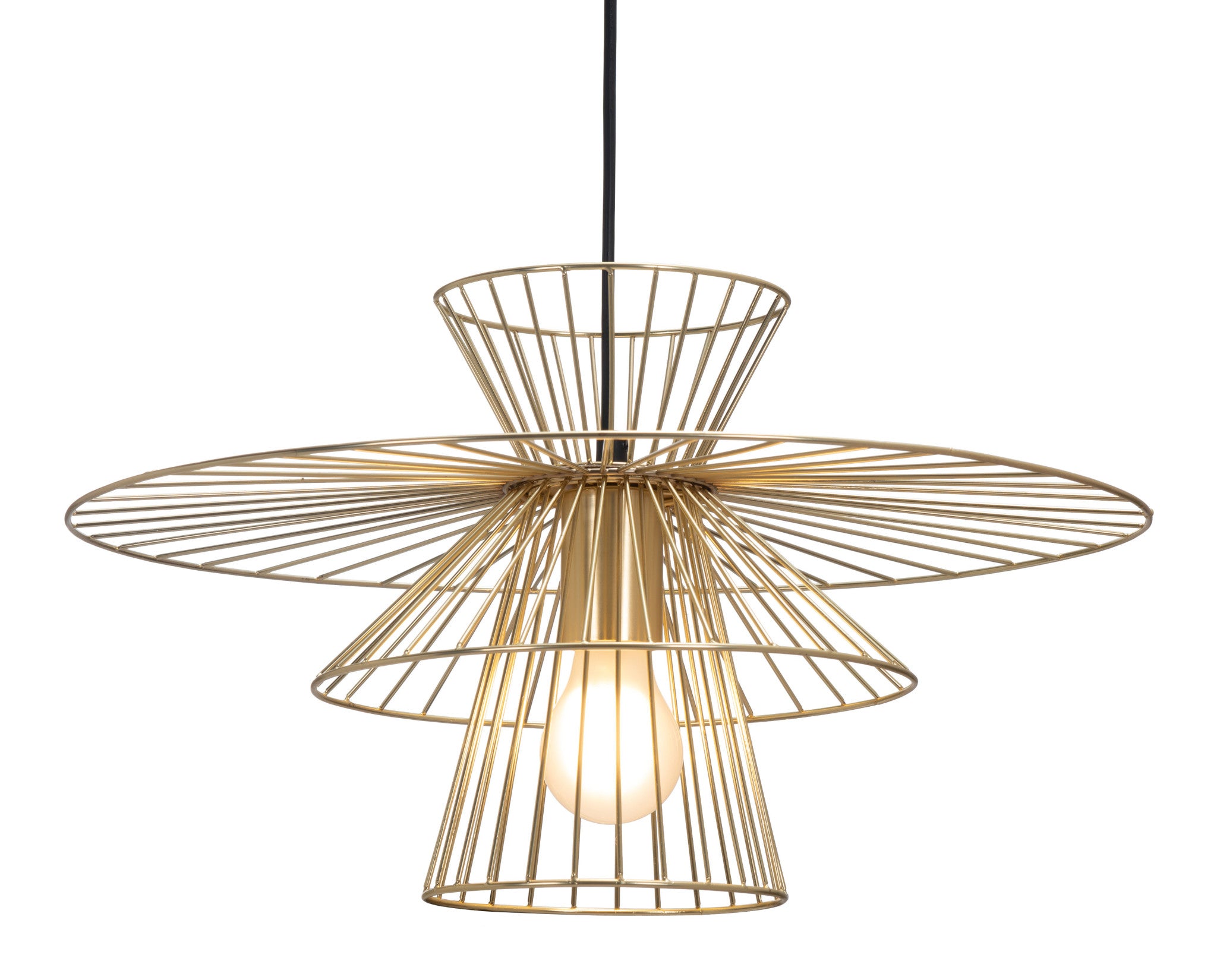 Gold Caged Geometric Metal Hanging Ceiling Light