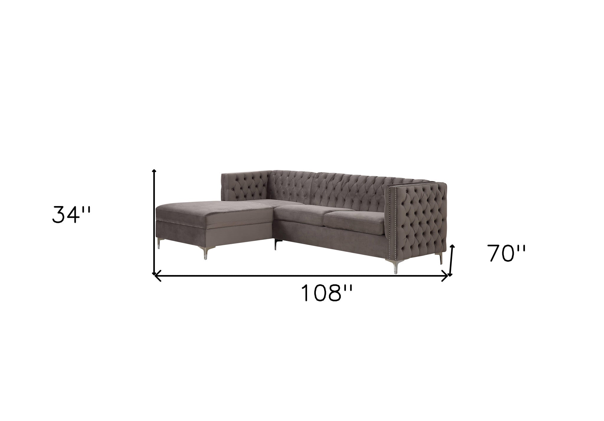 Gray Velvet L Shaped Seating Component