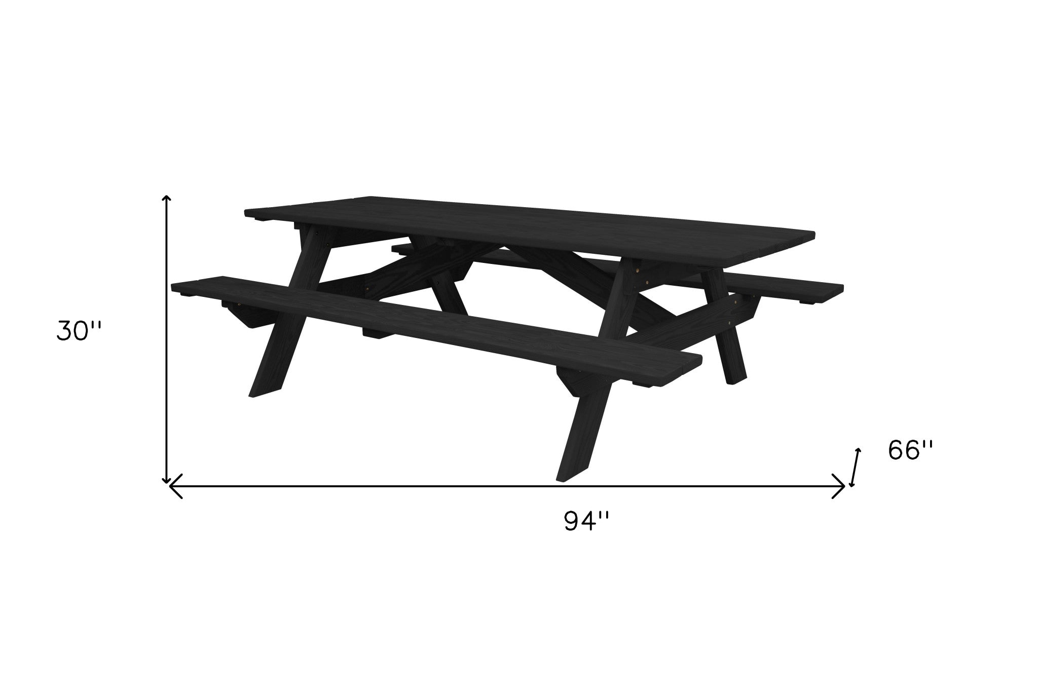 Charcoal Solid Wood Outdoor Picnic Table