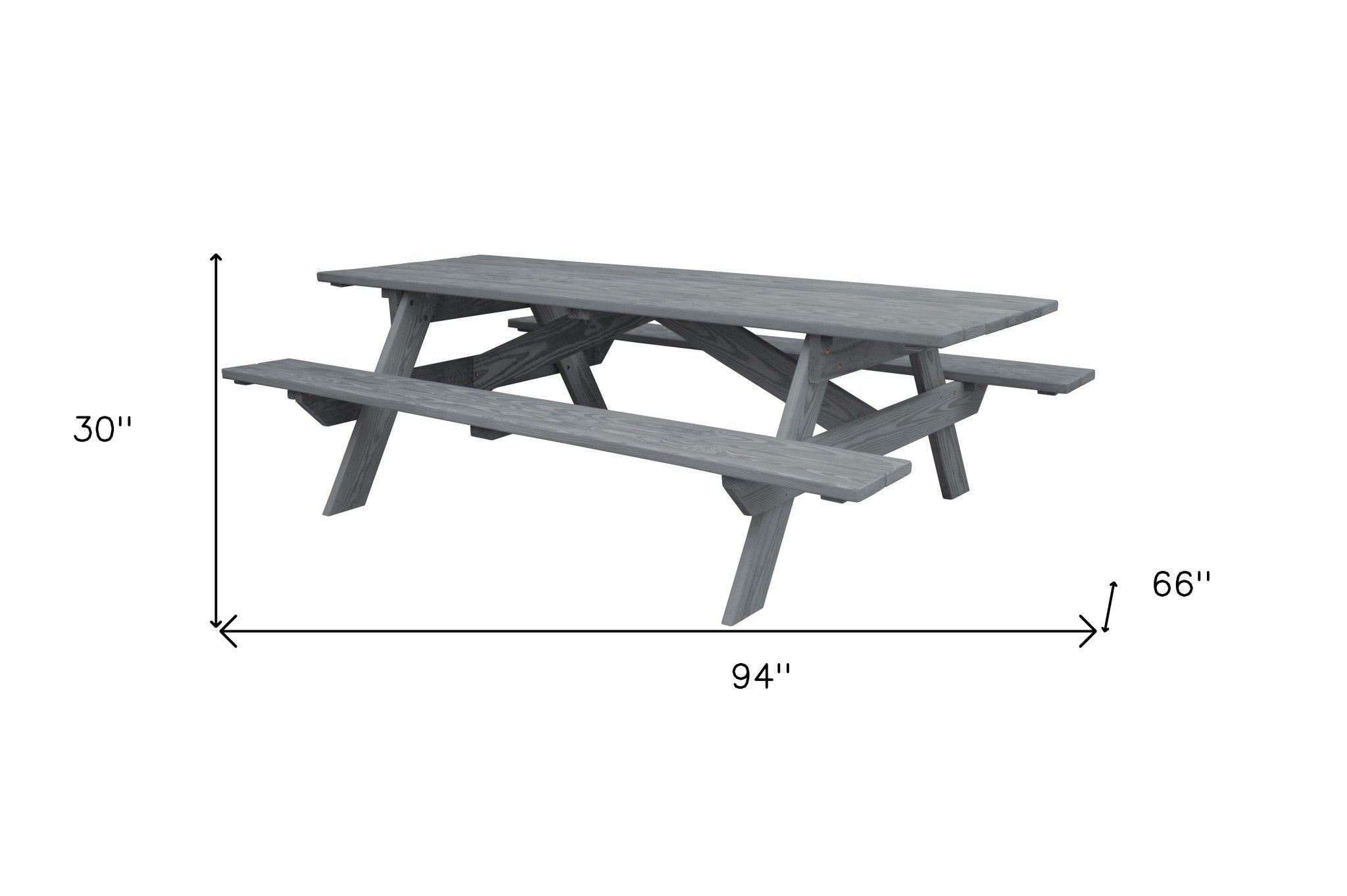 Gray Solid Wood Outdoor Picnic Table