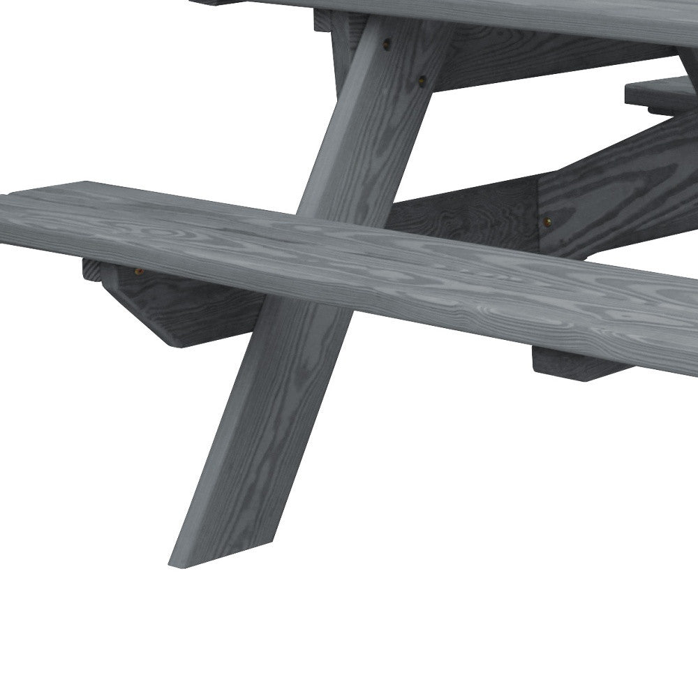 Gray Solid Wood Outdoor Picnic Table