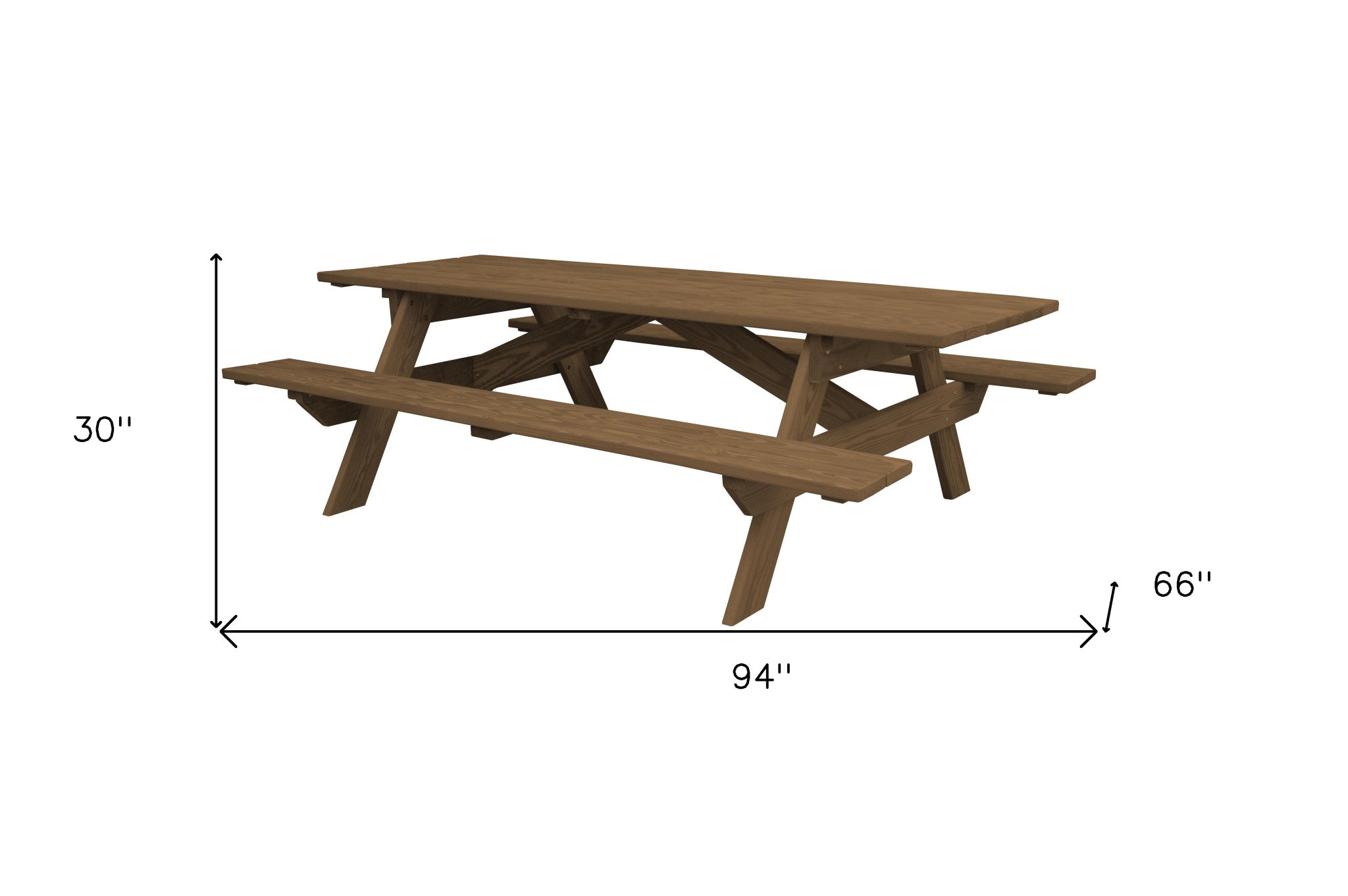 Wood Brown Solid Wood Outdoor Picnic Table