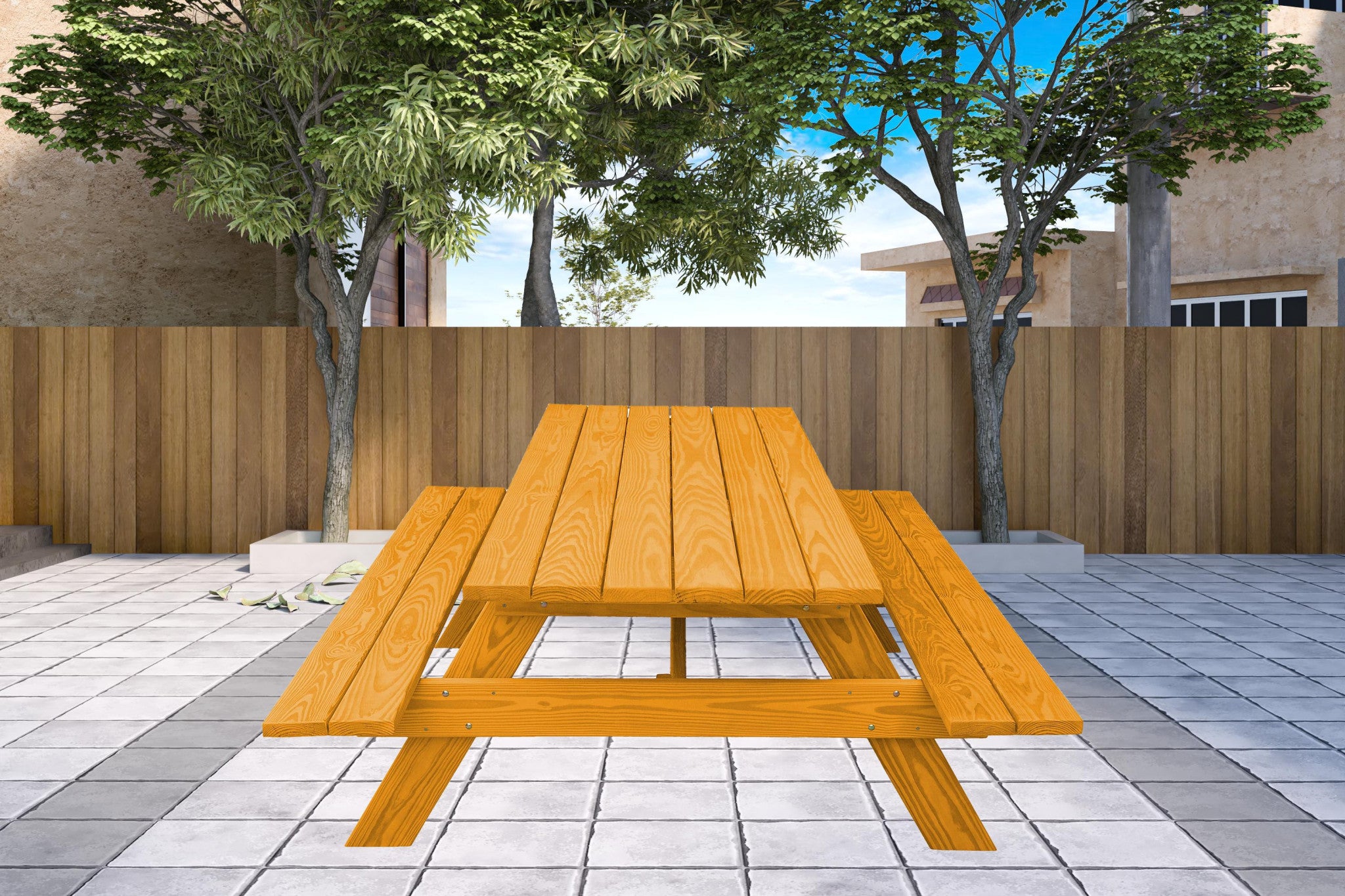 Natural Solid Wood Outdoor Picnic Table