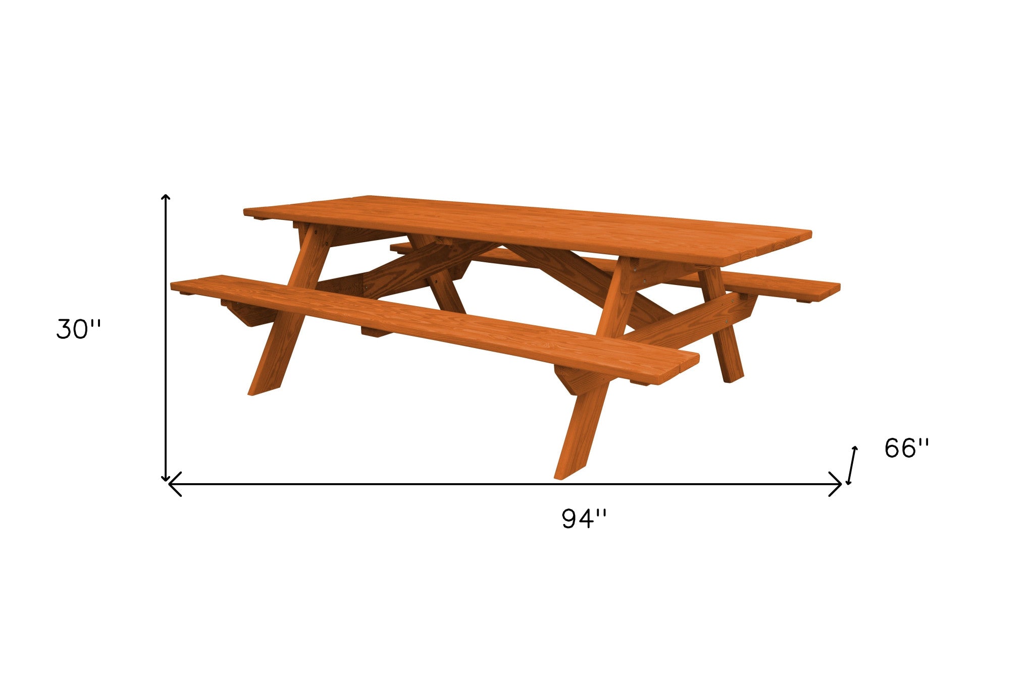 Redwood Solid Wood Outdoor Picnic Table