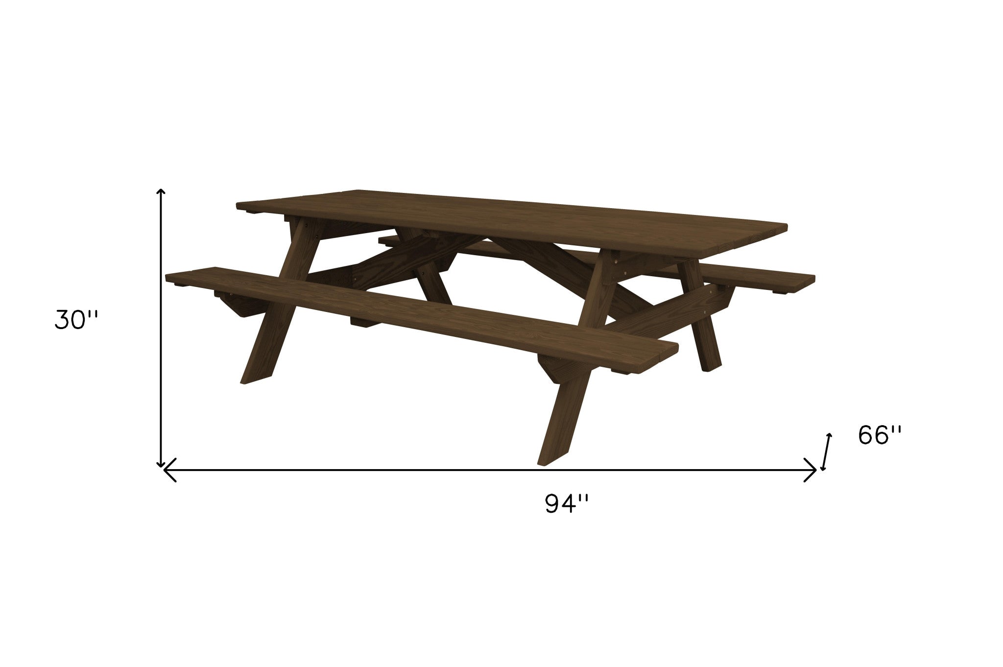 Dark Brown Solid Wood Outdoor Picnic Table