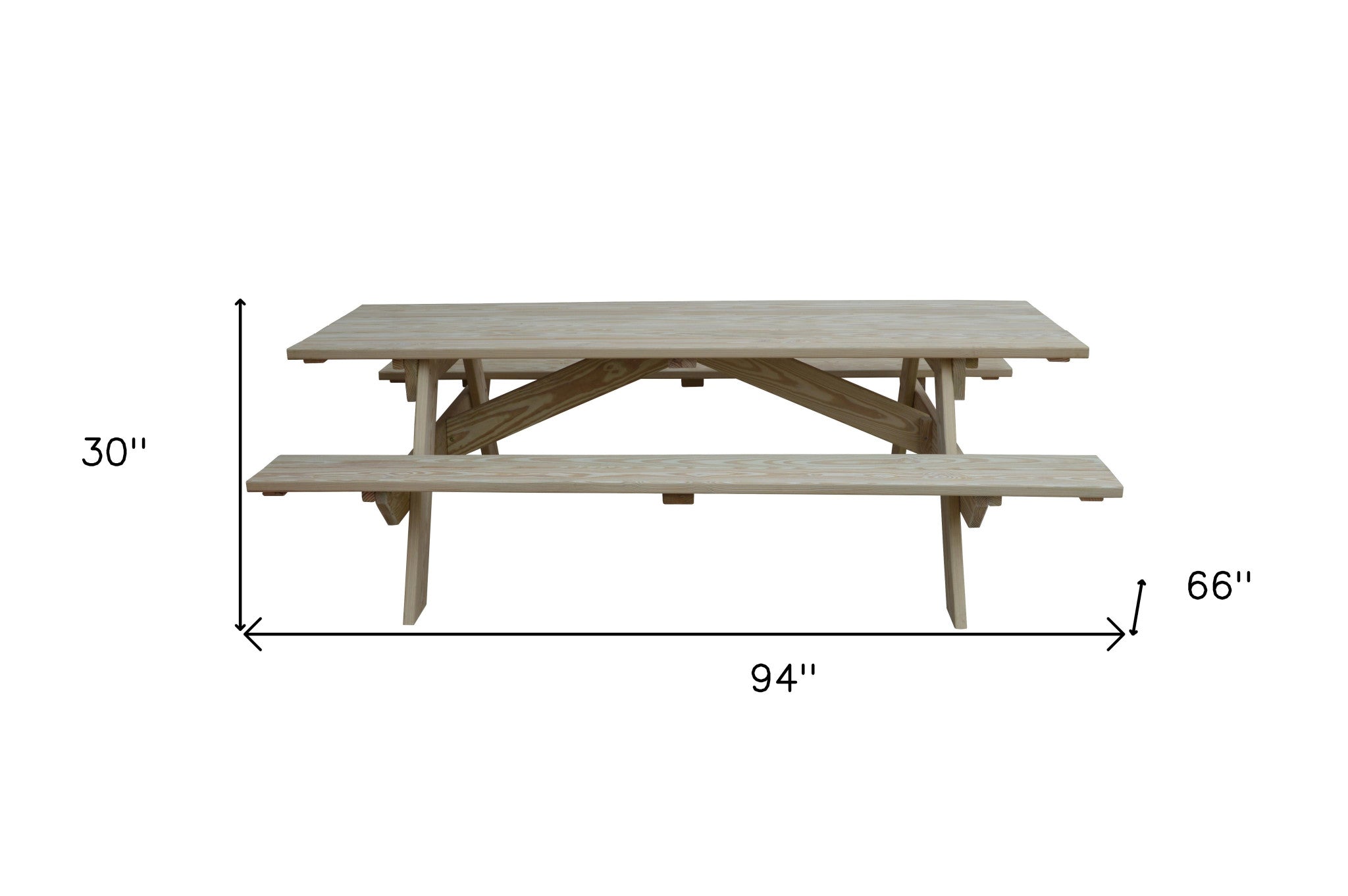 Natural Solid Wood Outdoor Picnic Table