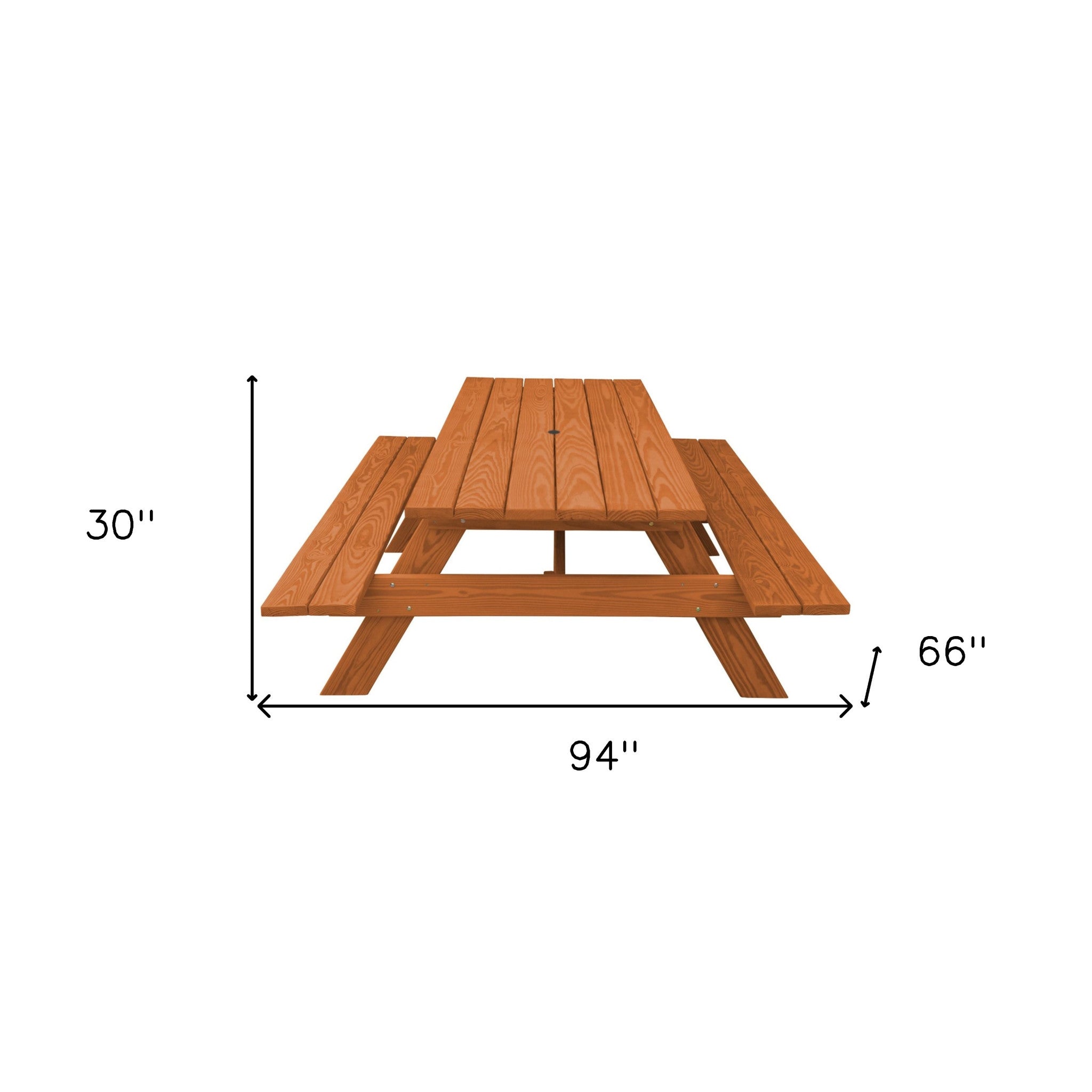 Cedar Chest Solid Wood Outdoor Picnic Table Umbrella Hole