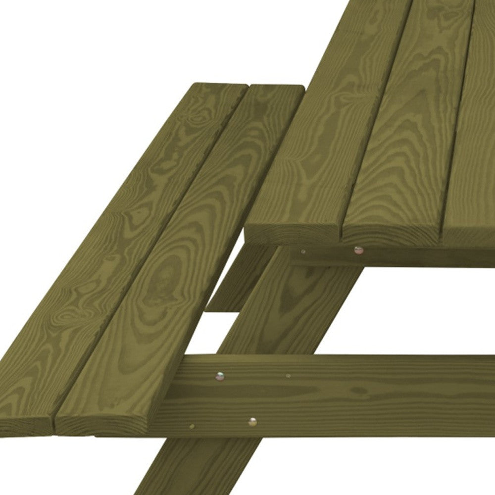 Green Solid Wood Outdoor Picnic Table Umbrella Hole