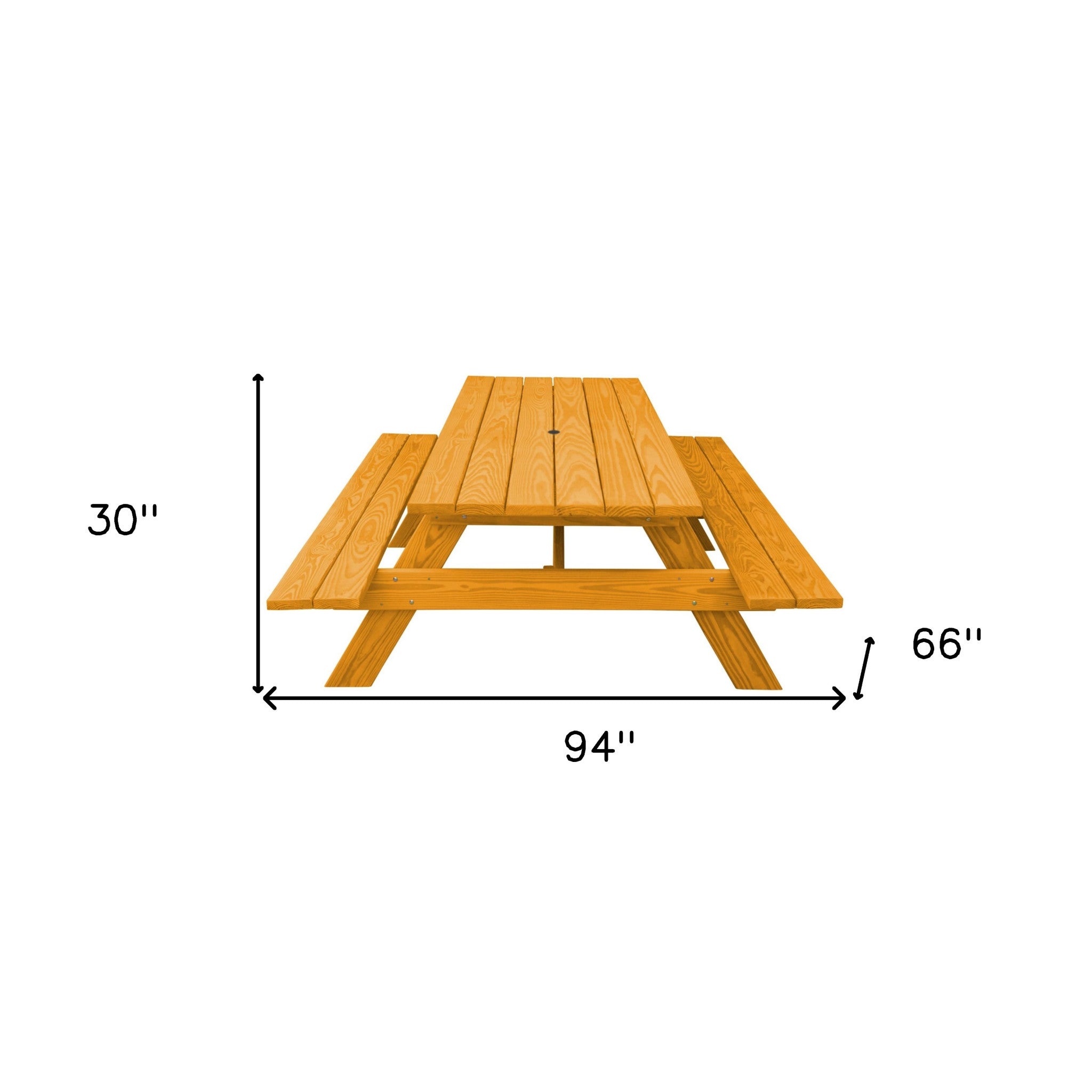 Natural Solid Wood Outdoor Picnic Table Umbrella Hole