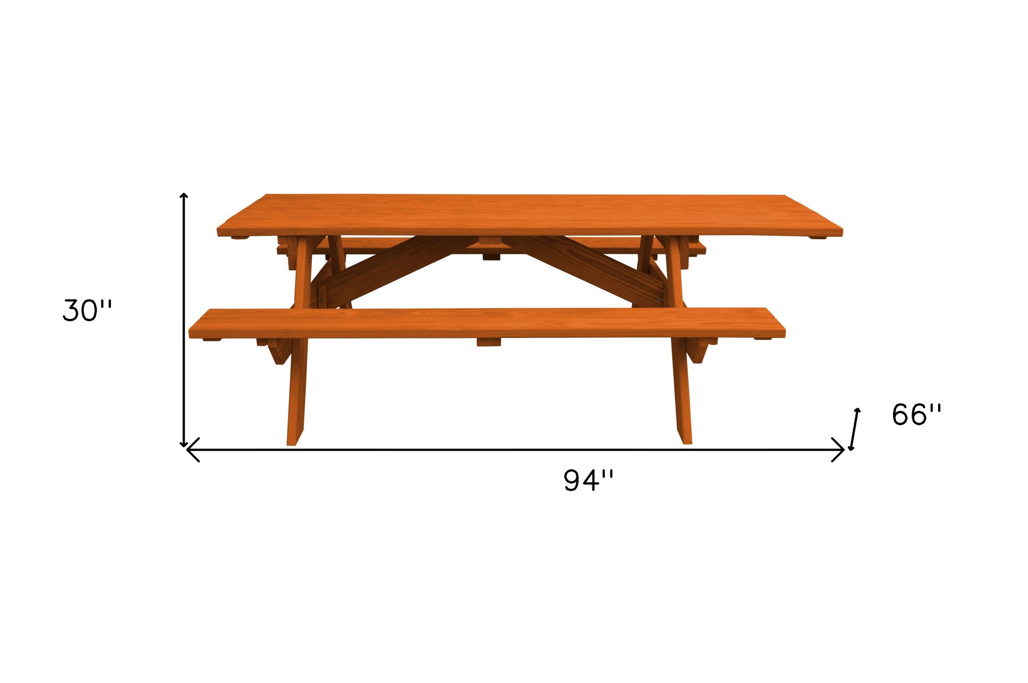 Redwood Solid Wood Outdoor Picnic Table