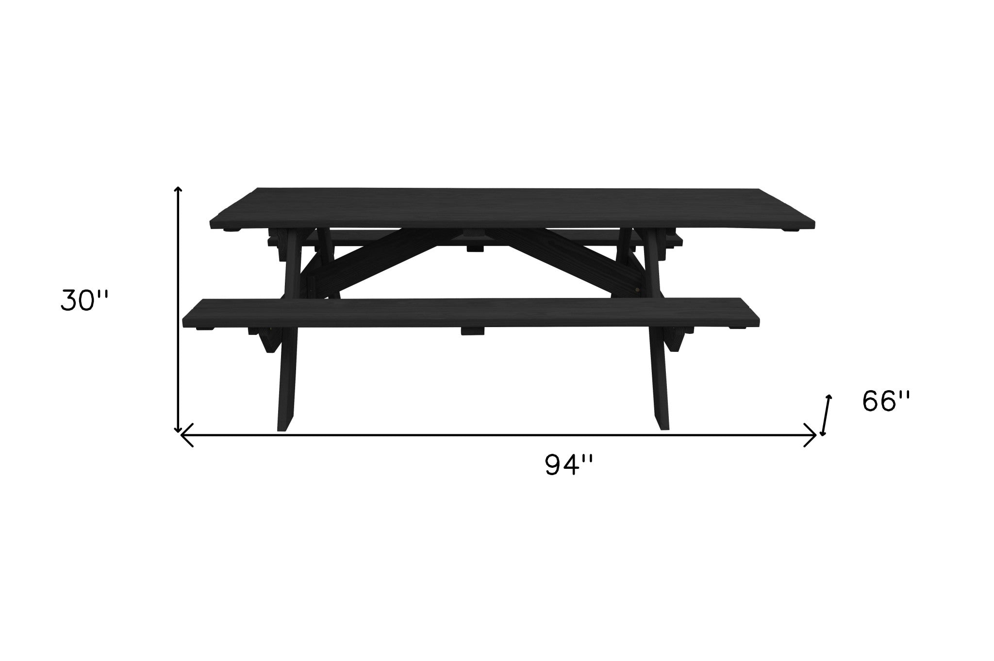 Charcoal Solid Wood Outdoor Picnic Table