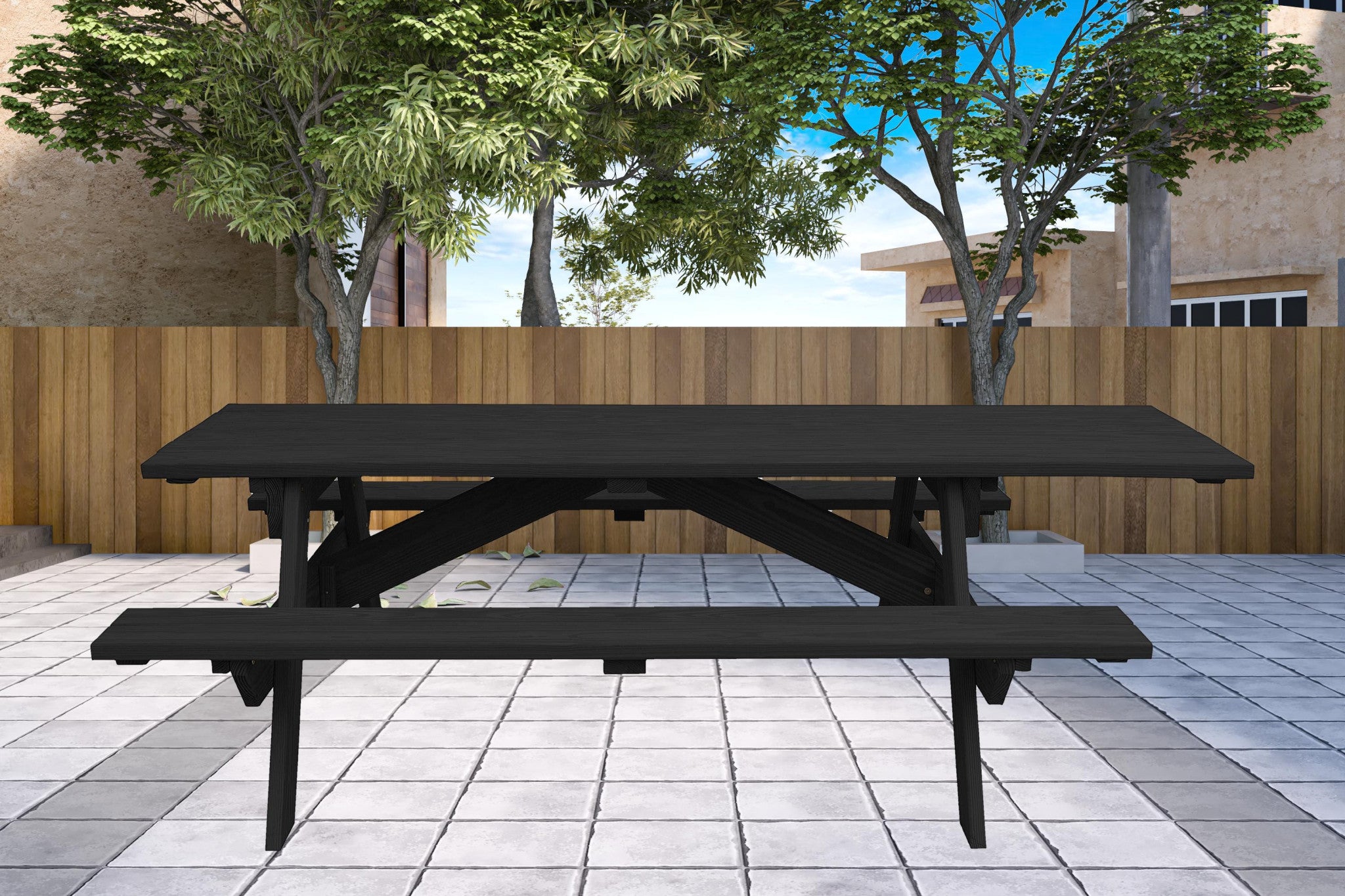 Charcoal Solid Wood Outdoor Picnic Table