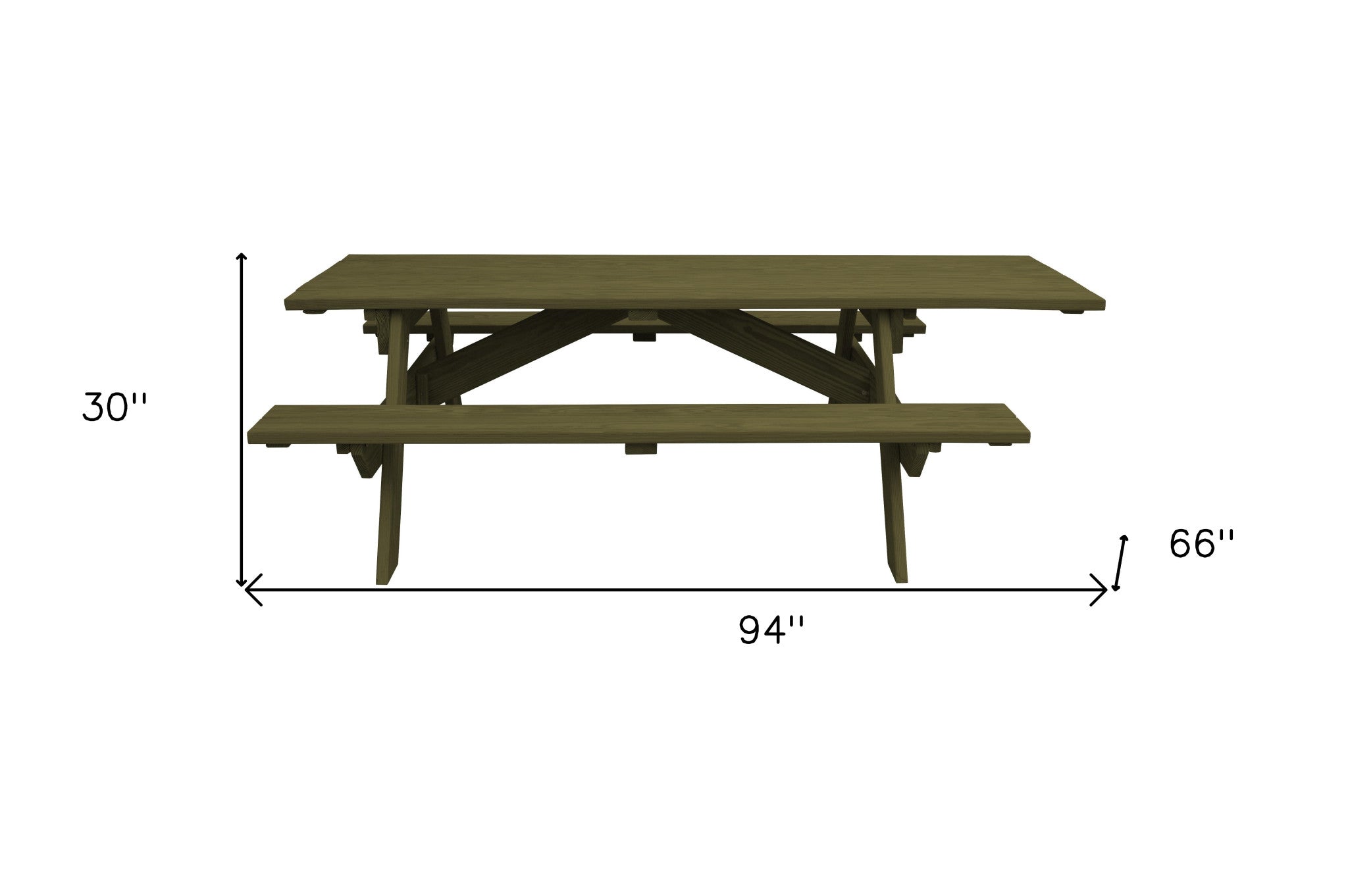 Green Solid Wood Outdoor Picnic Table