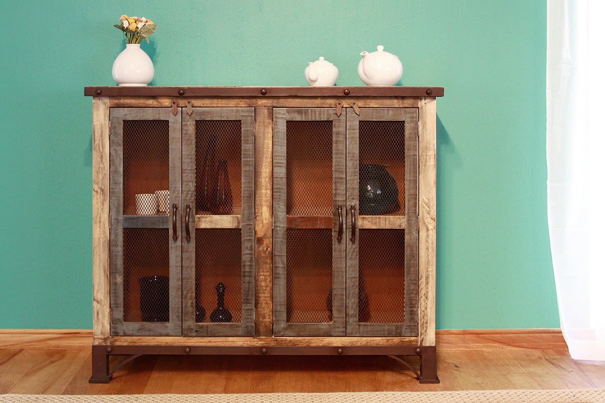 49" Brown Solid and Manufactured Wood Distressed Buffet Table