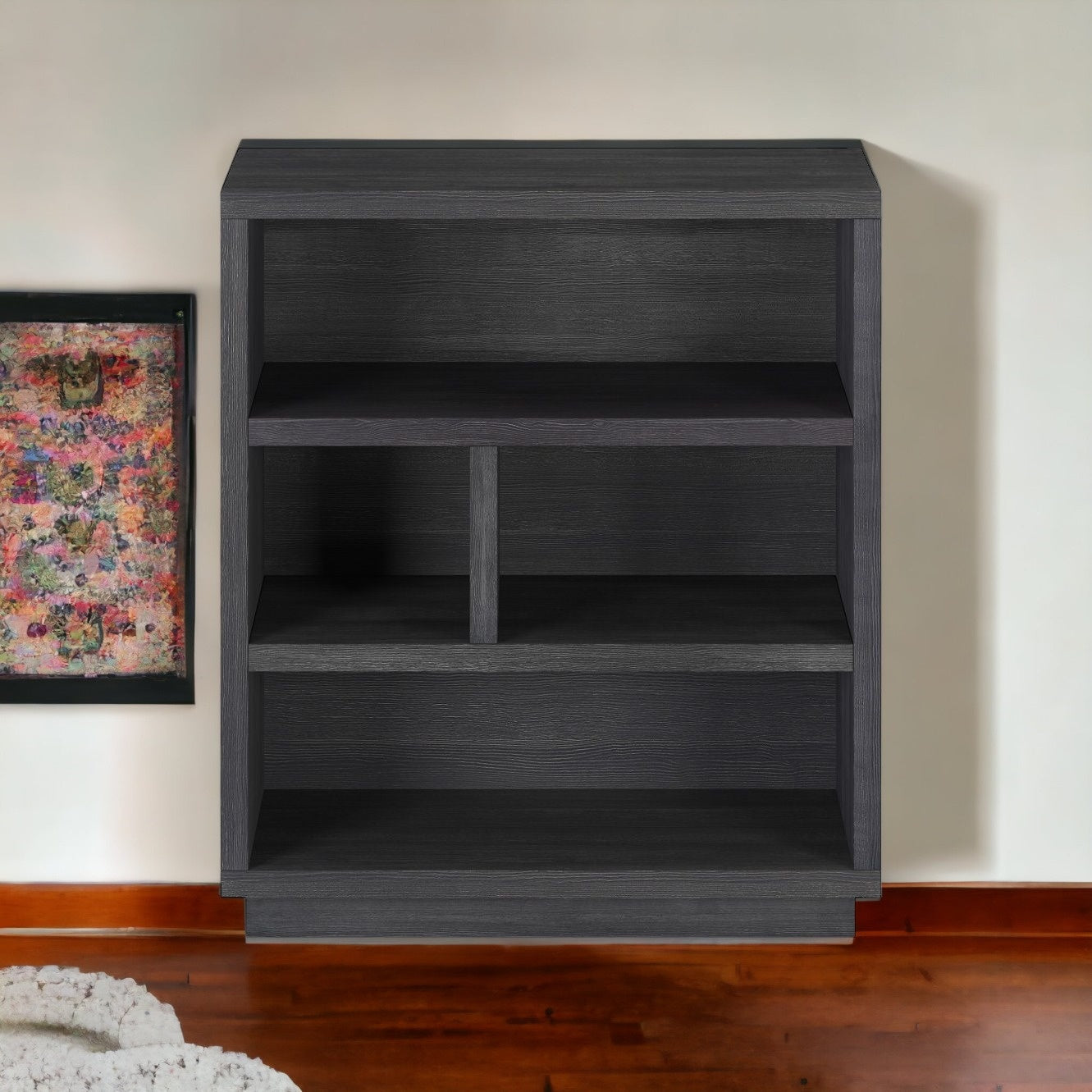 32" Gray Four Tier Standard Bookcase