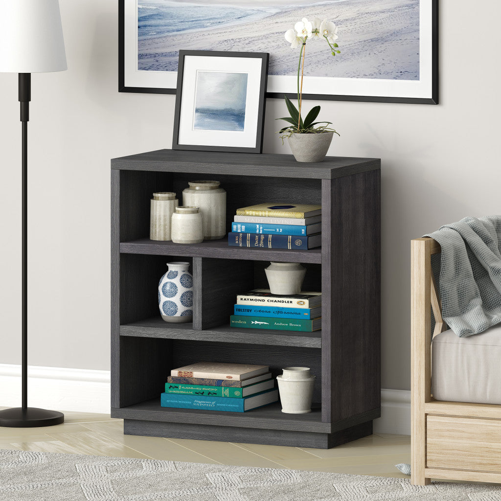 32" Gray Four Tier Standard Bookcase