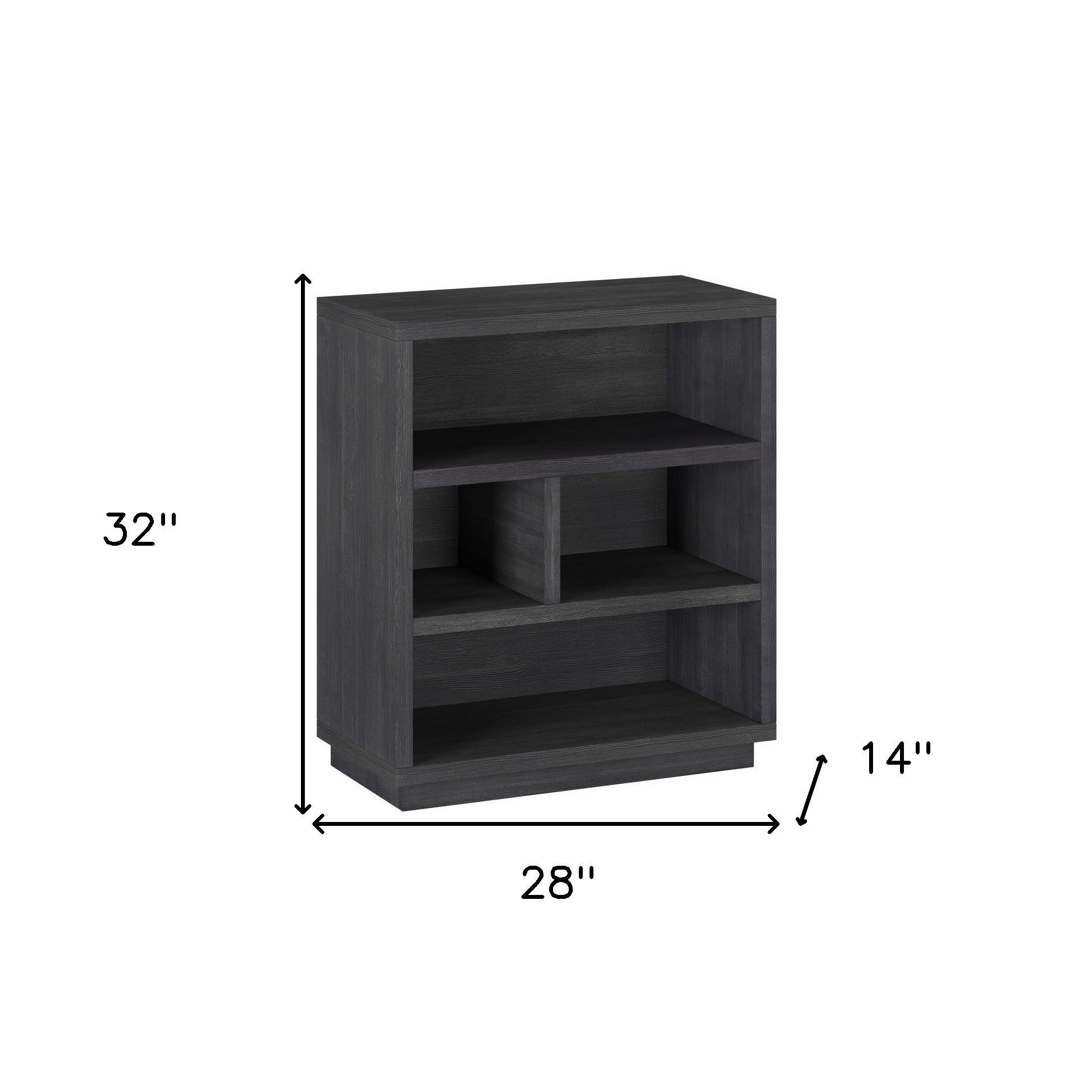 32" Gray Four Tier Standard Bookcase