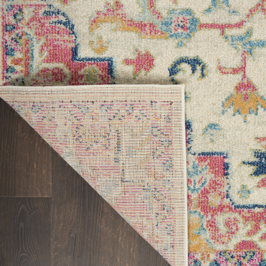 10' Pink and Ivory Oriental Power Loom Runner Rug