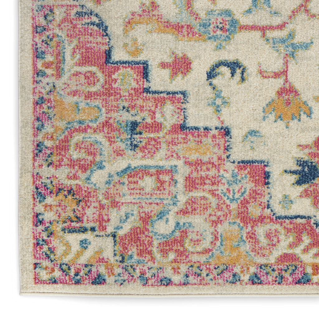 10' Pink and Ivory Oriental Power Loom Runner Rug