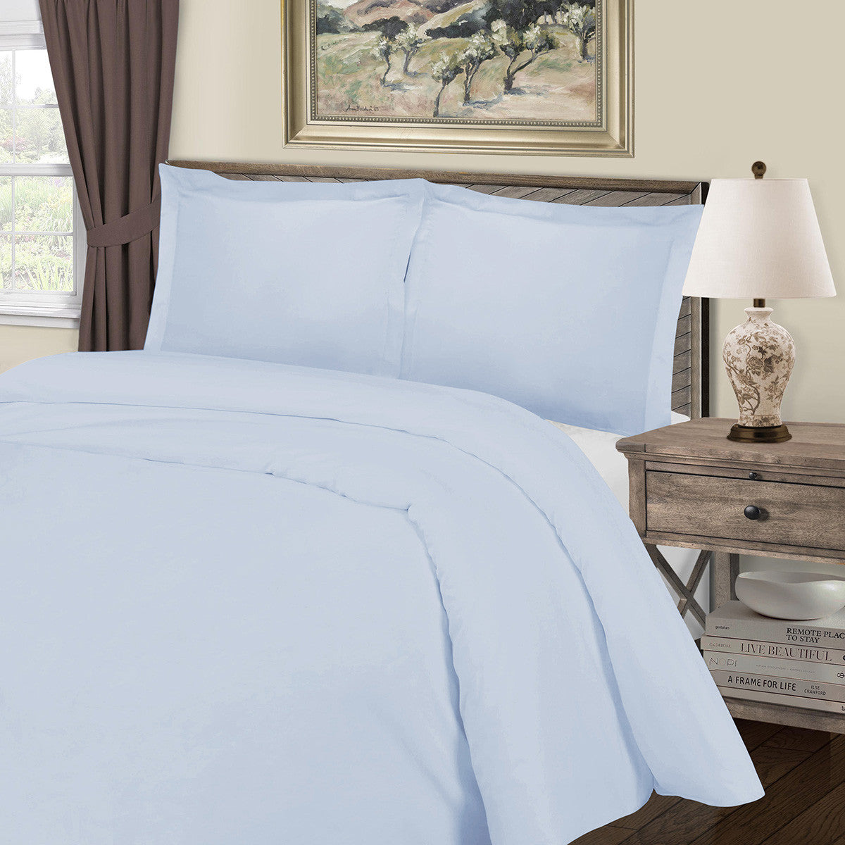 Blue Queen Cotton Blend 1000 Thread Count Washable Duvet Cover Set