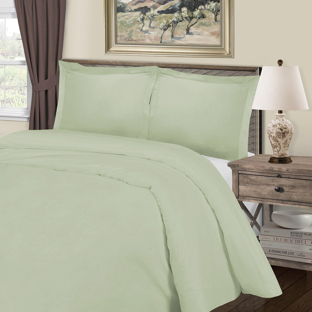 Green Queen Cotton Blend 1000 Thread Count Washable Duvet Cover Set