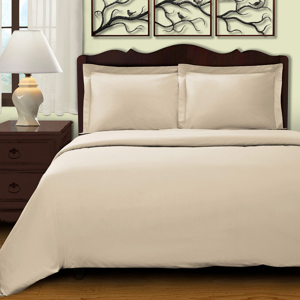 Ivory King Cotton Blend 400 Thread Count Washable Duvet Cover Set