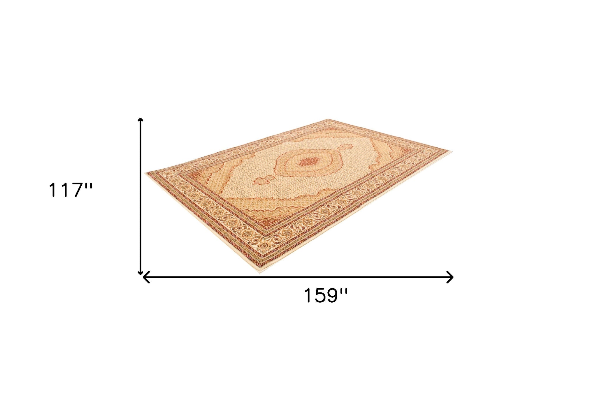 10' X 13' Cream Oriental Washable Non Skid Area Rug