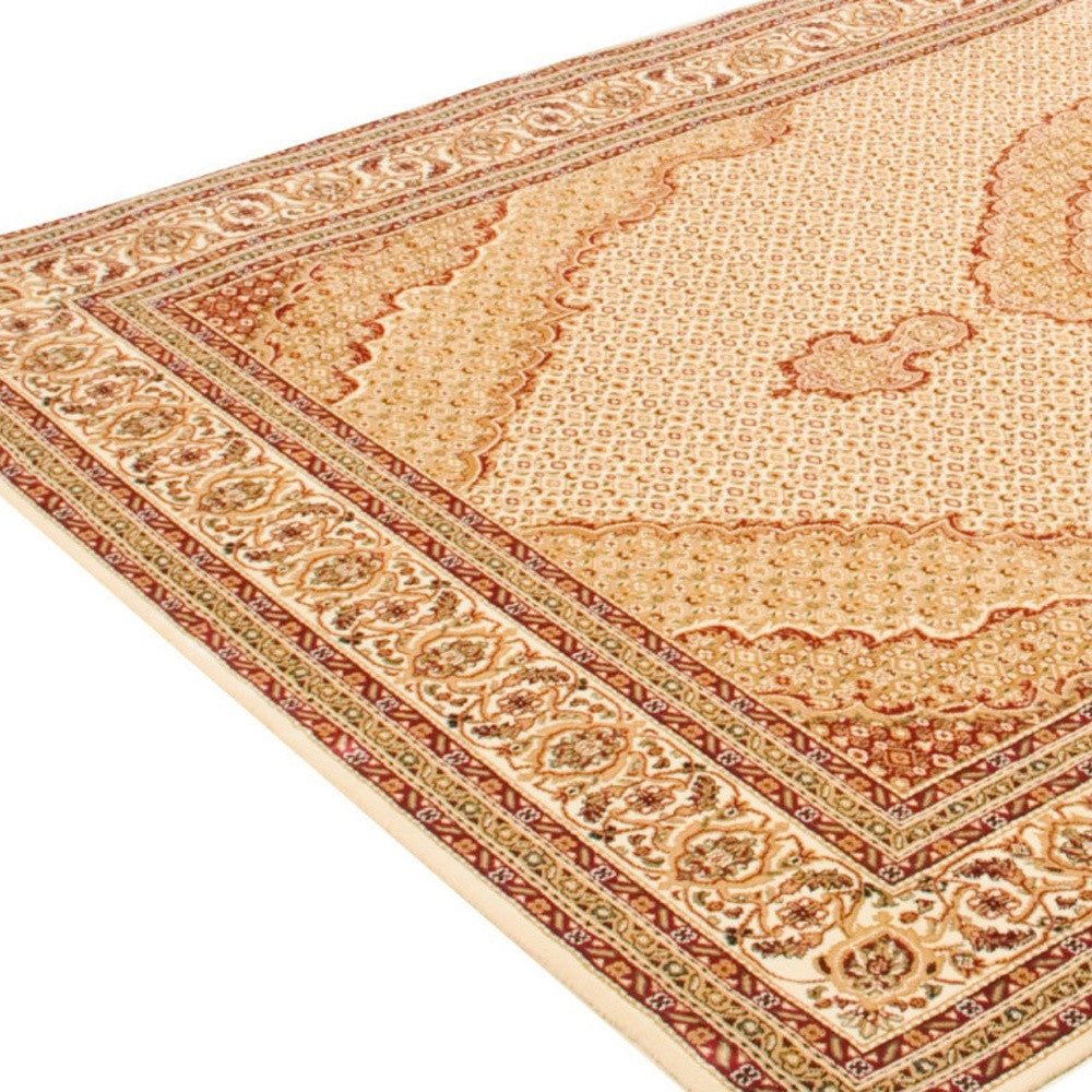 10' X 13' Cream Oriental Washable Non Skid Area Rug