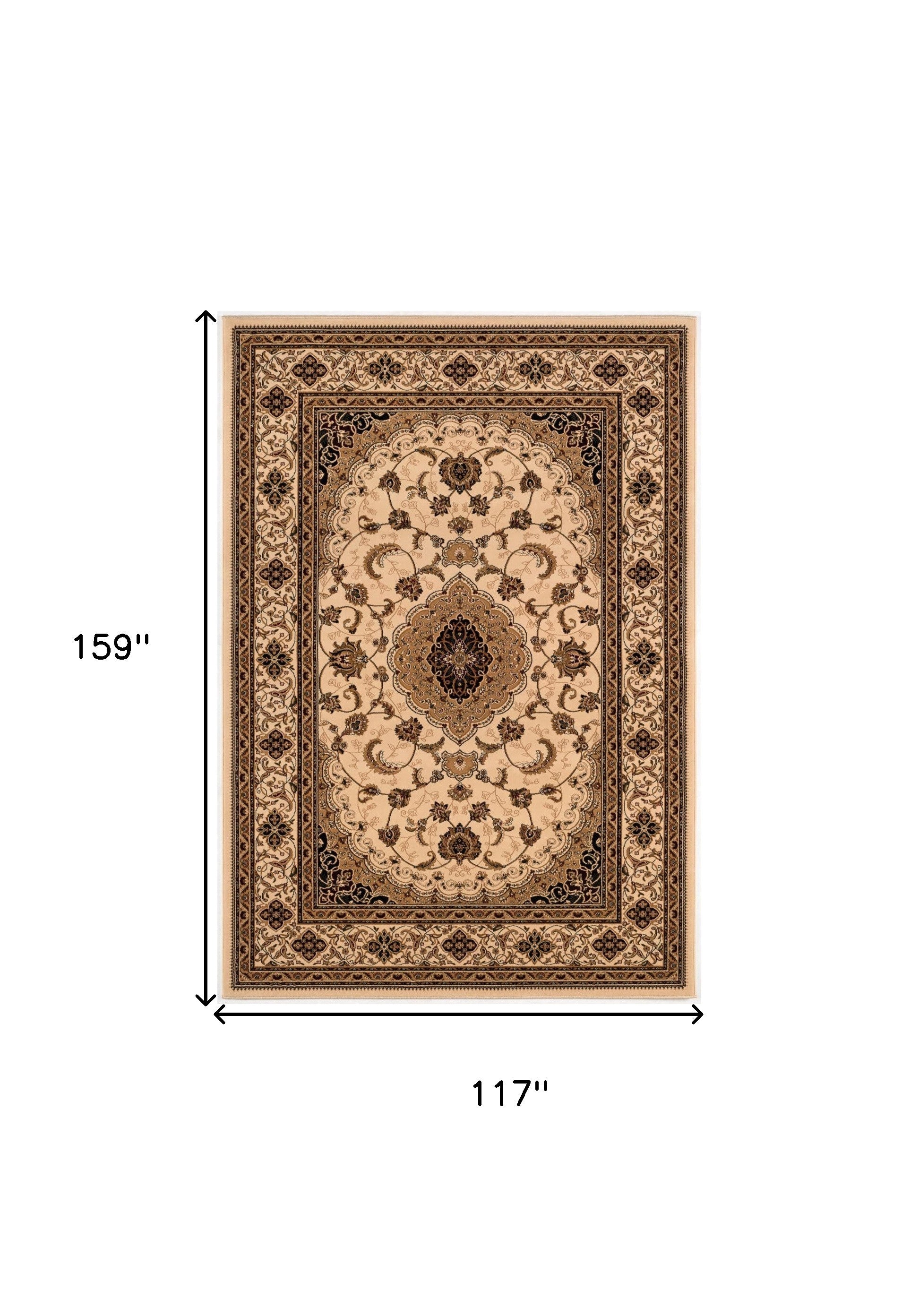 10' X 13' Cream Oriental Washable Non Skid Area Rug