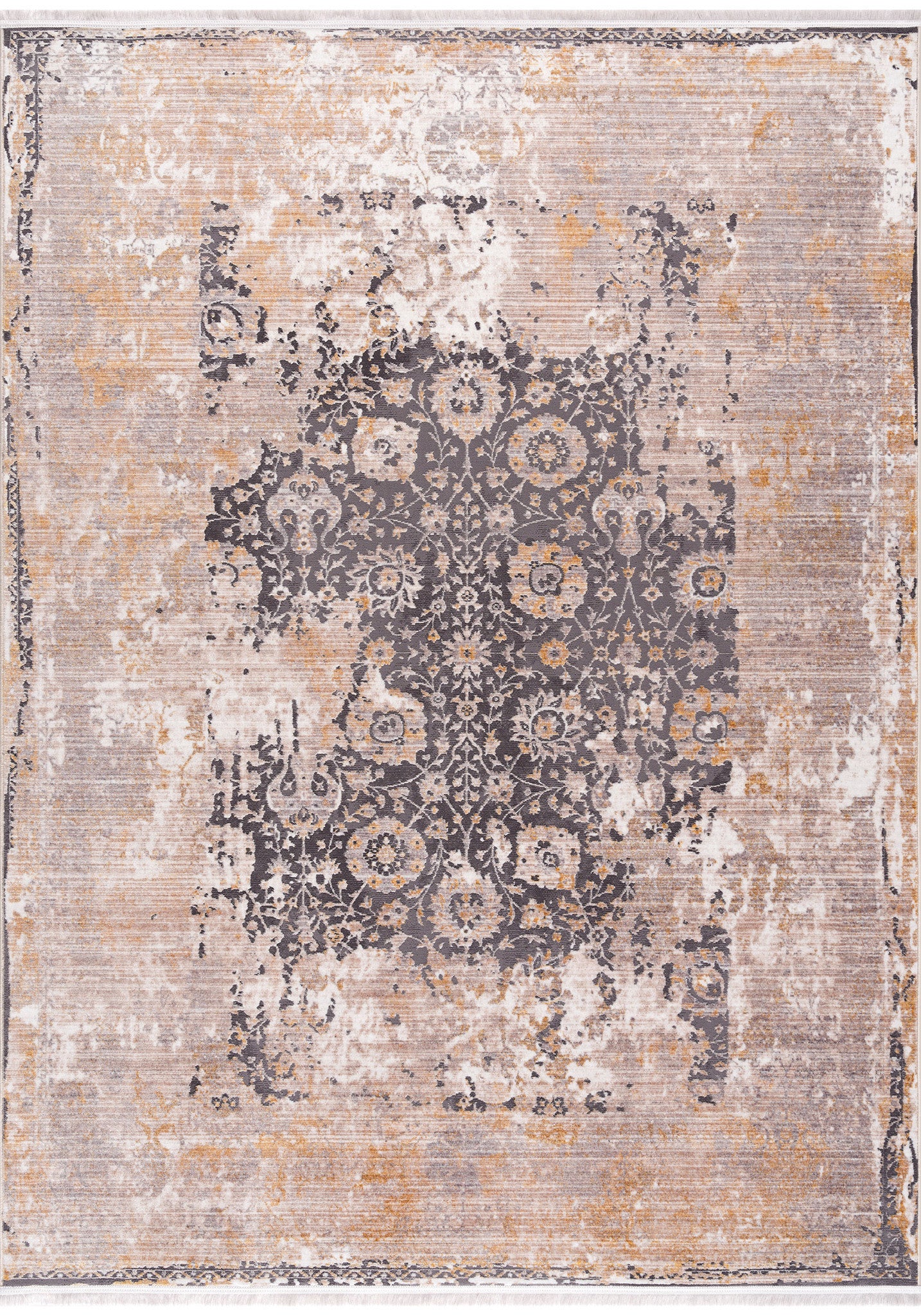 10' X 13' Gray Oriental Washable Non Skid Area Rug