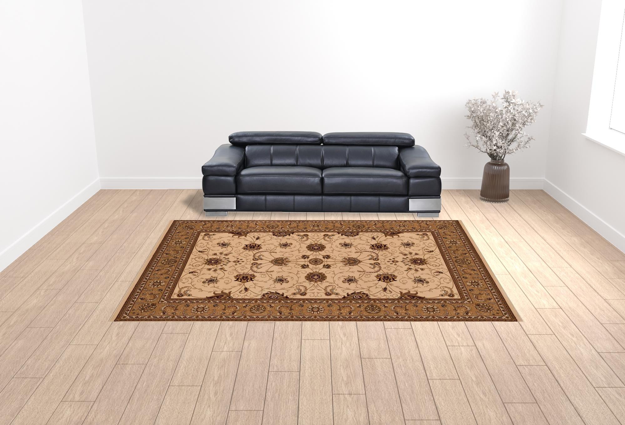 10' X 13' Cream Oriental Washable Non Skid Area Rug