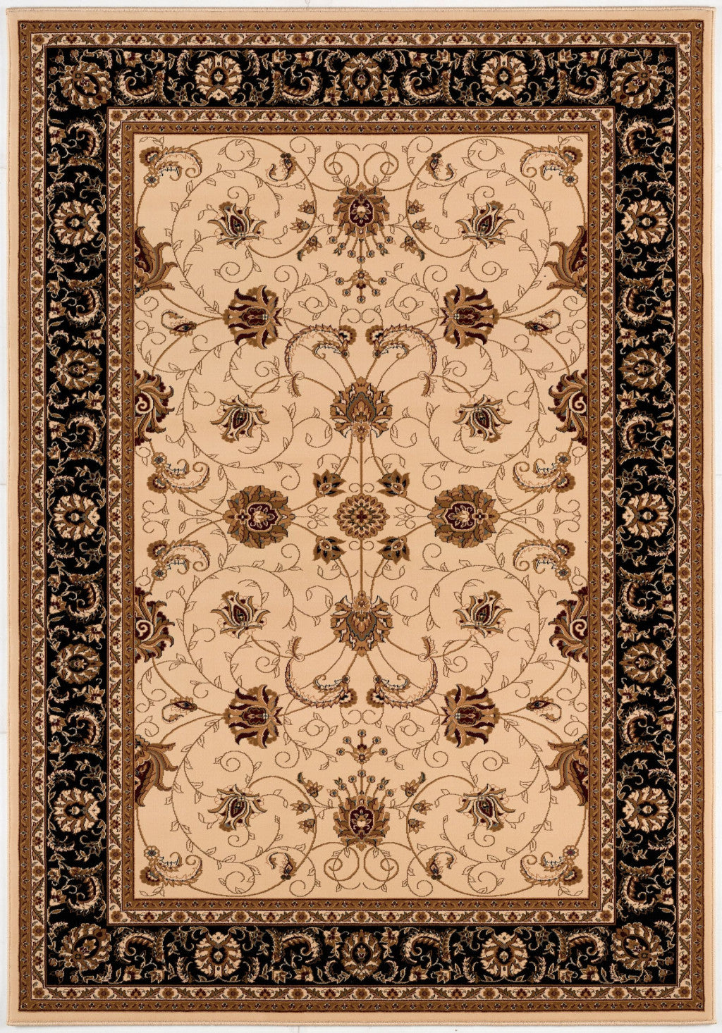 10' X 13' Black And Tan Oriental Washable Non Skid Area Rug