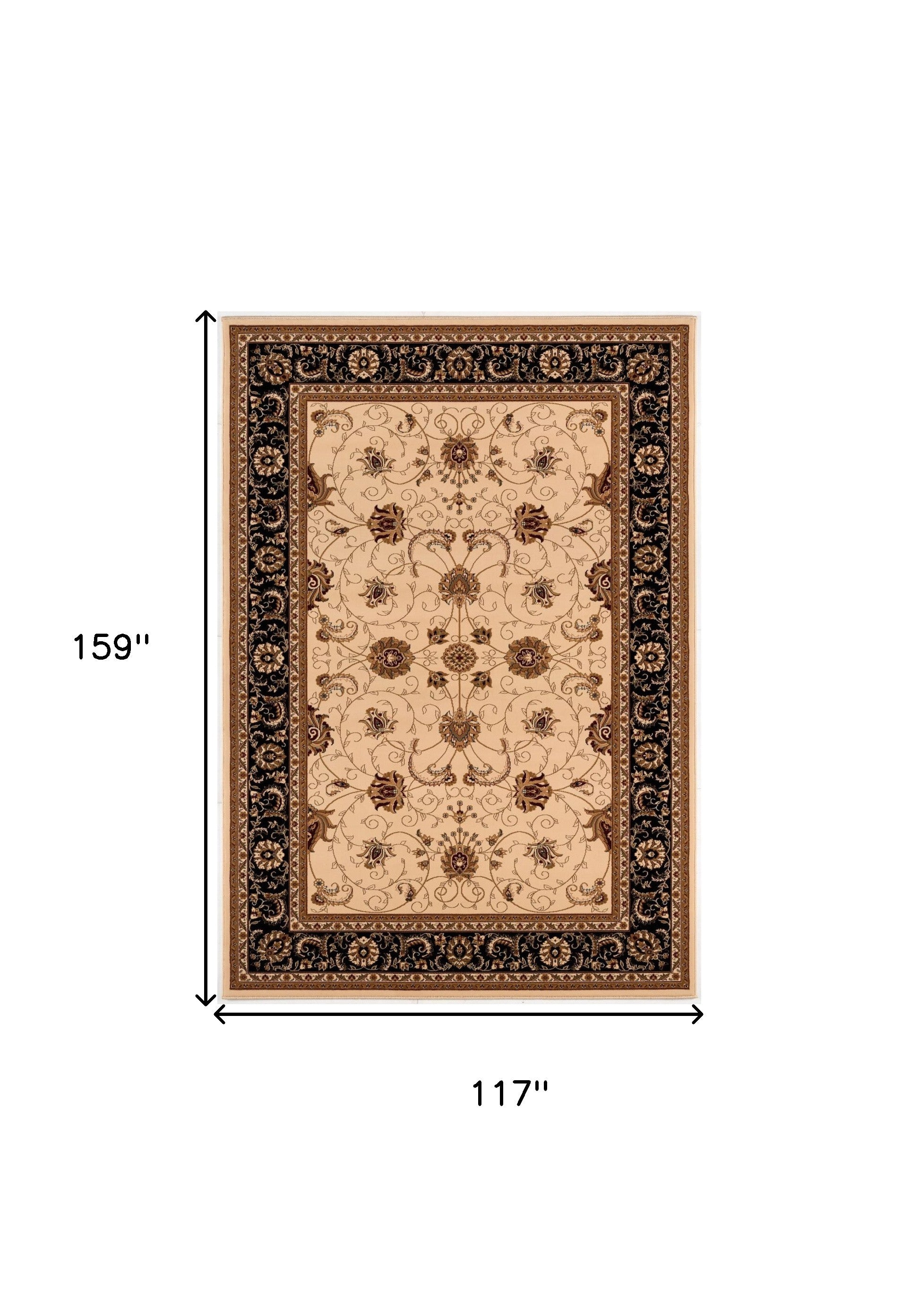 10' X 13' Black And Tan Oriental Washable Non Skid Area Rug