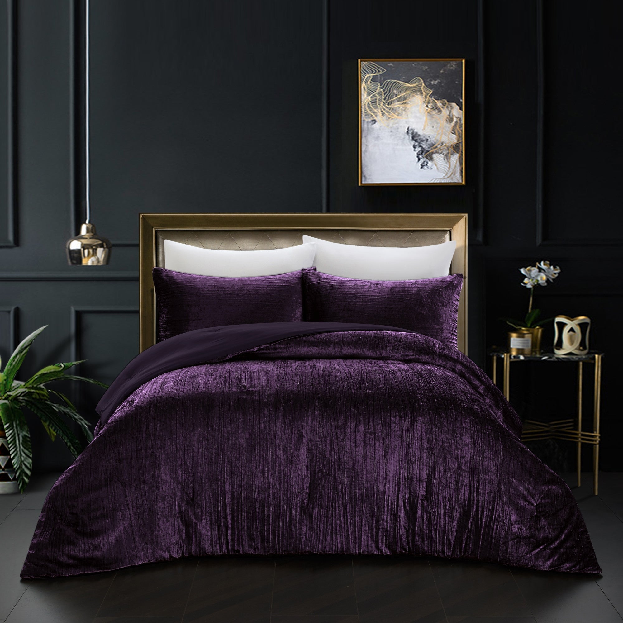 Purple Queen Polyester 180 Thread Count Washable Down Comforter Set