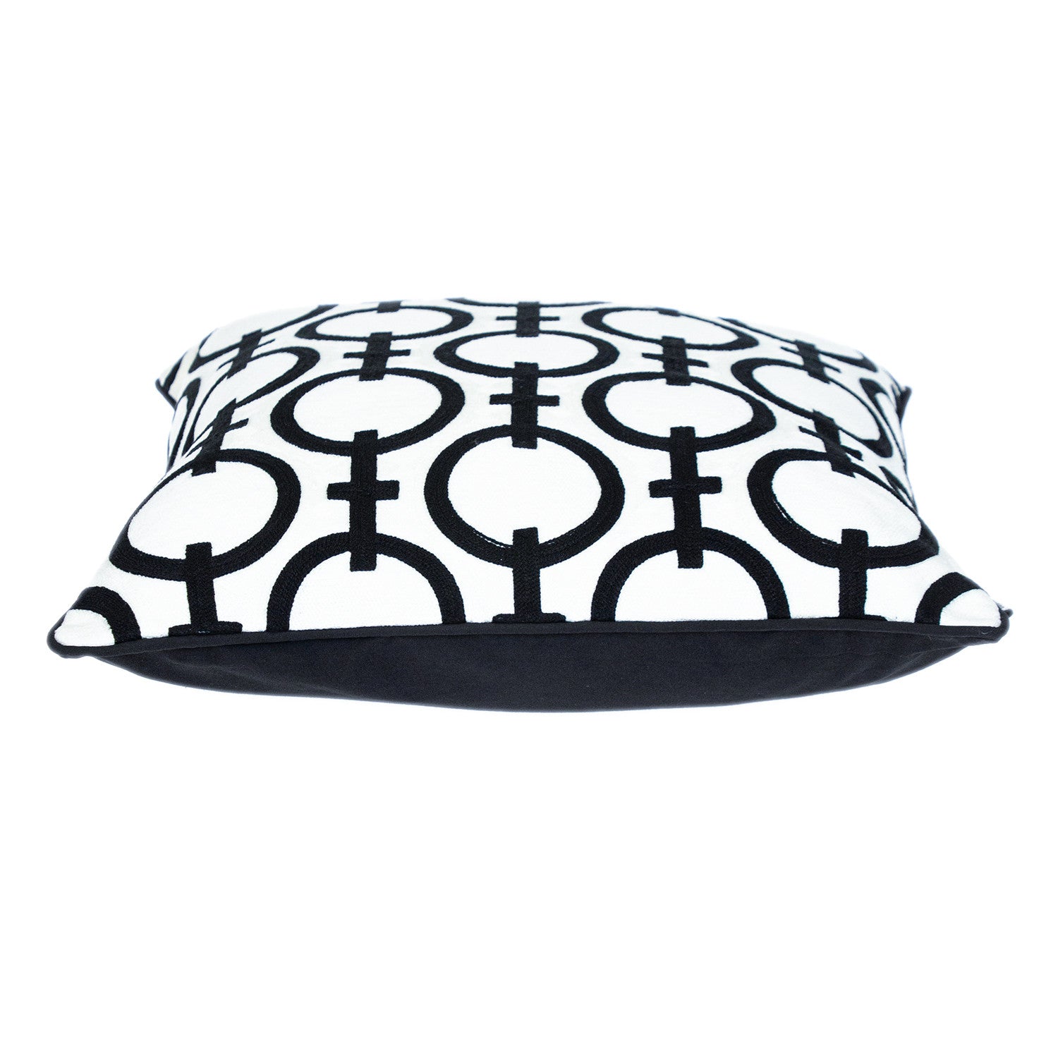 18" X 18" Black 100% Cotton Geometric Zippered Pillow