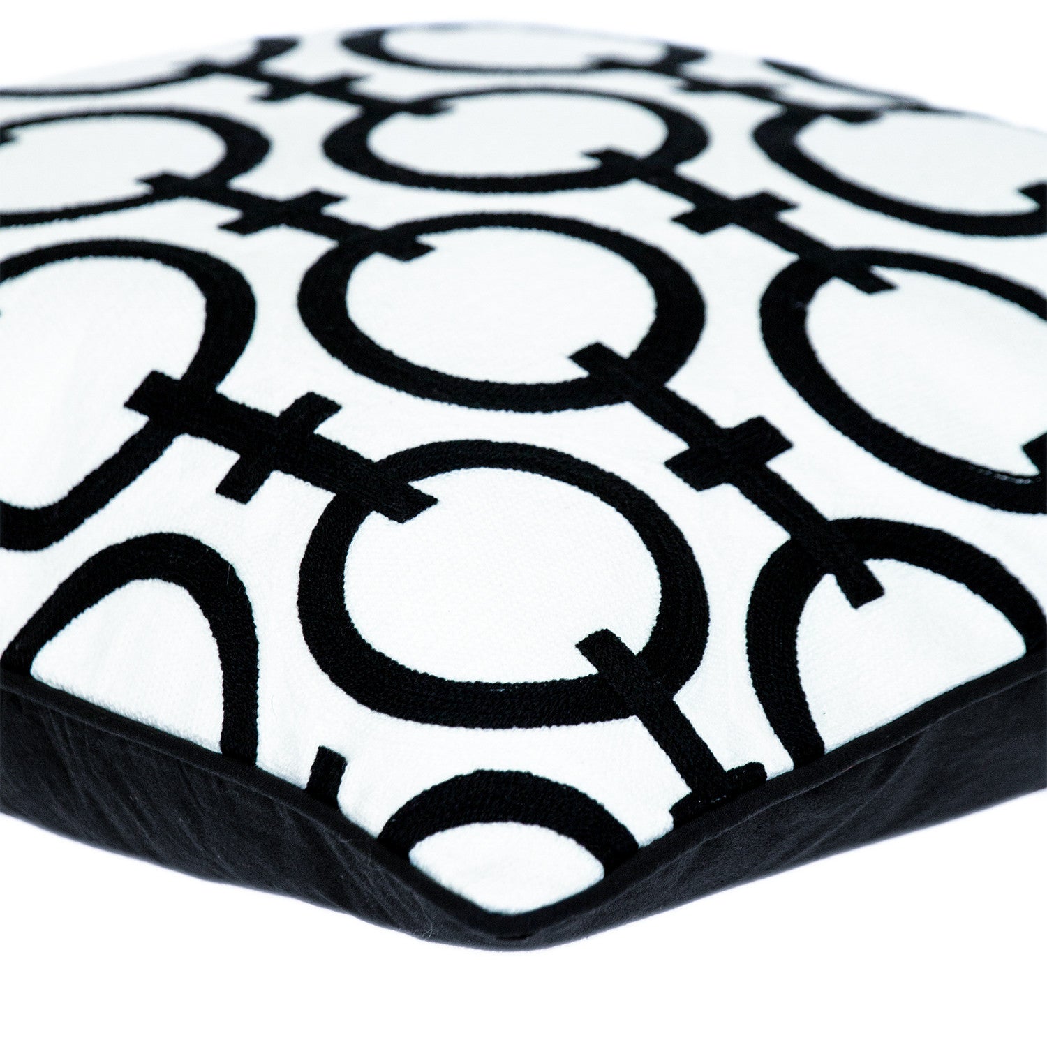 18" X 18" Black 100% Cotton Geometric Zippered Pillow