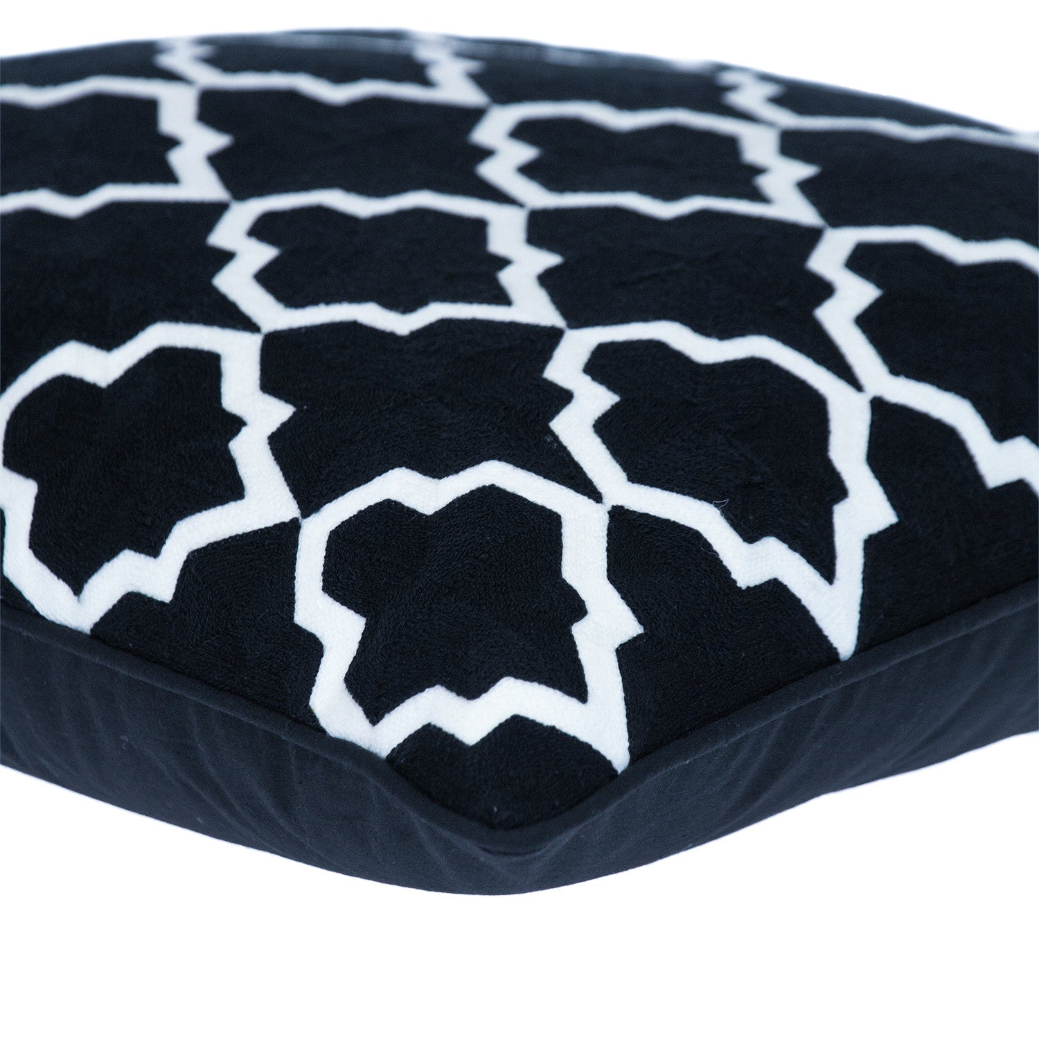 18" X 18" Black 100% Cotton Geometric Zippered Pillow