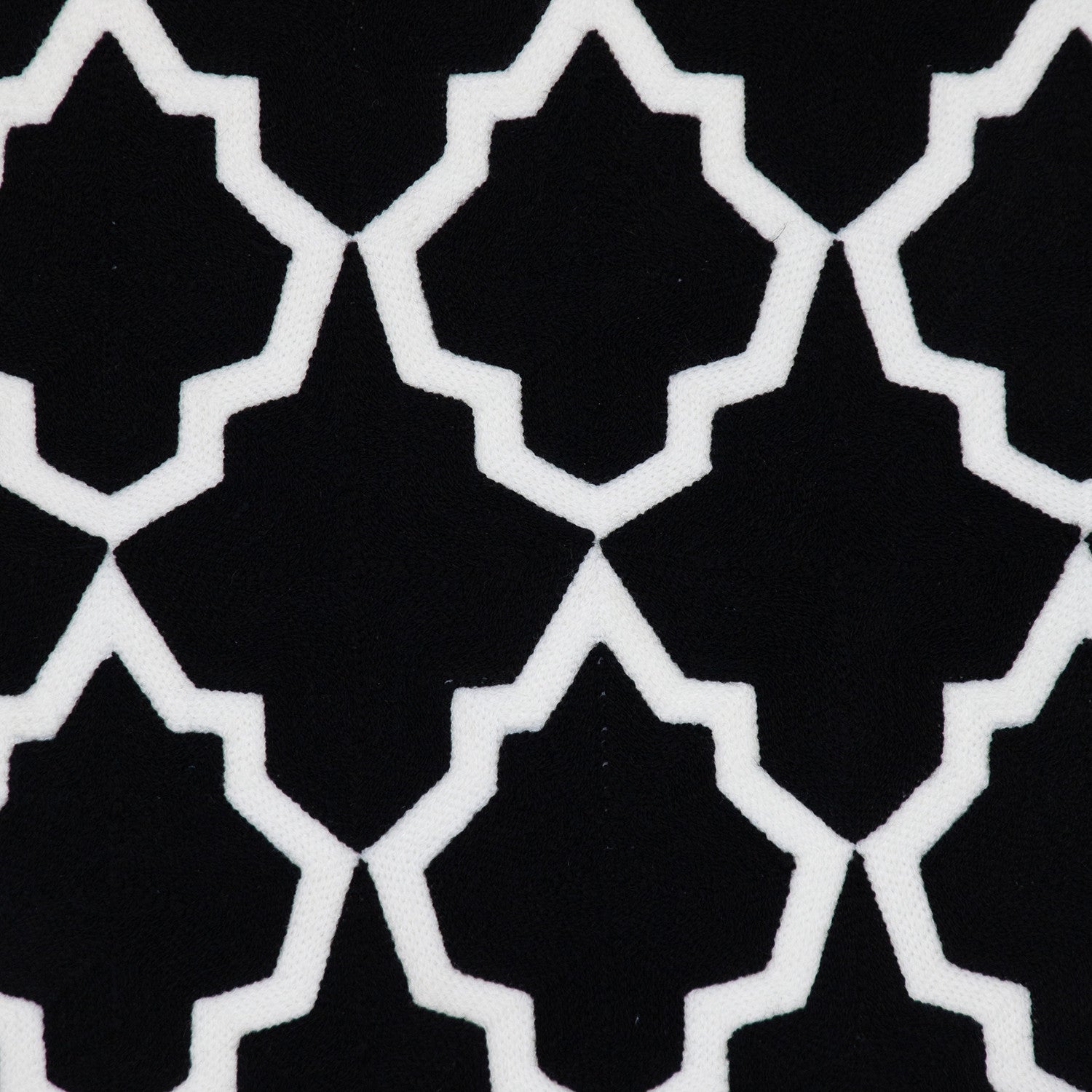 18" X 18" Black 100% Cotton Geometric Zippered Pillow