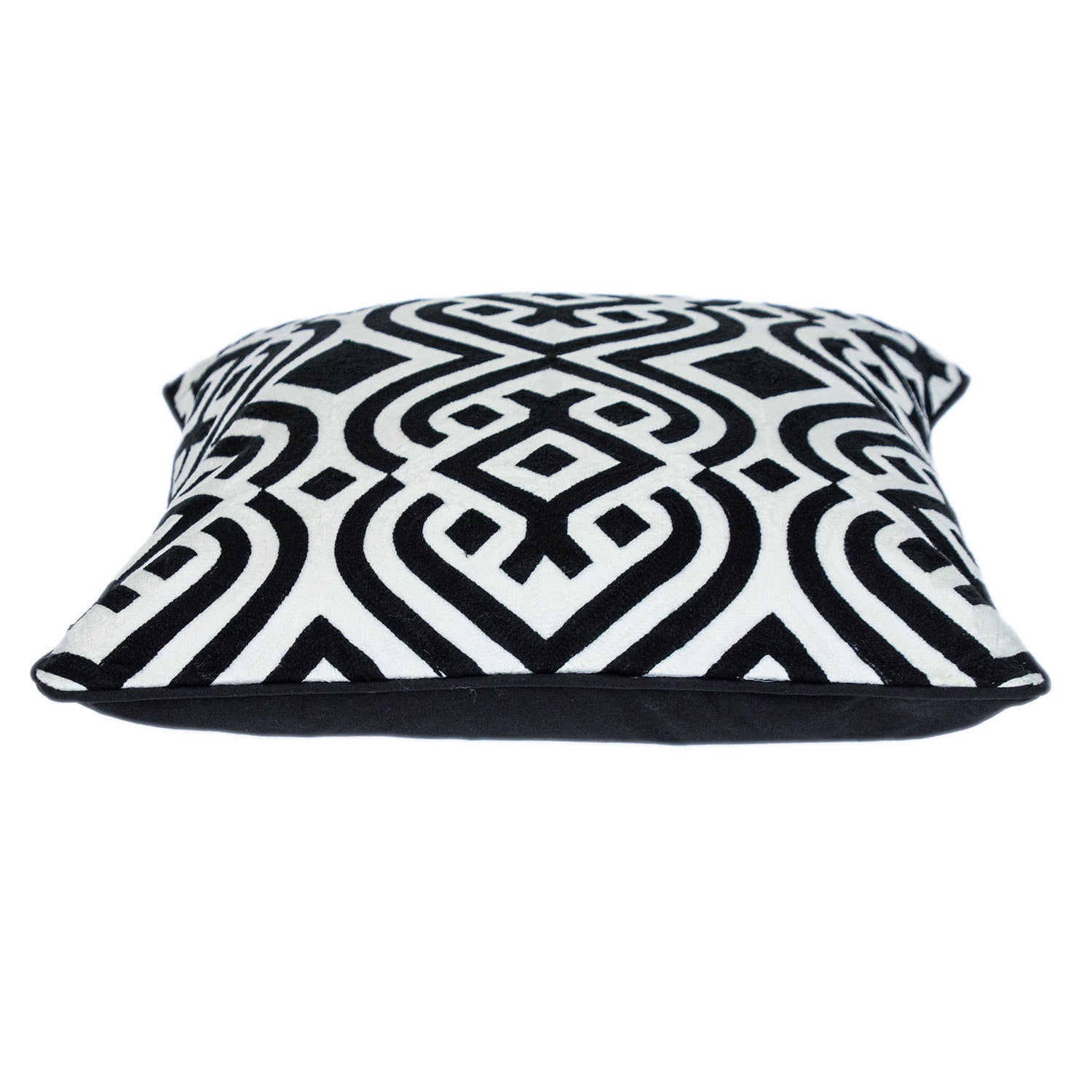 18" X 18" Black 100% Cotton Geometric Zippered Pillow