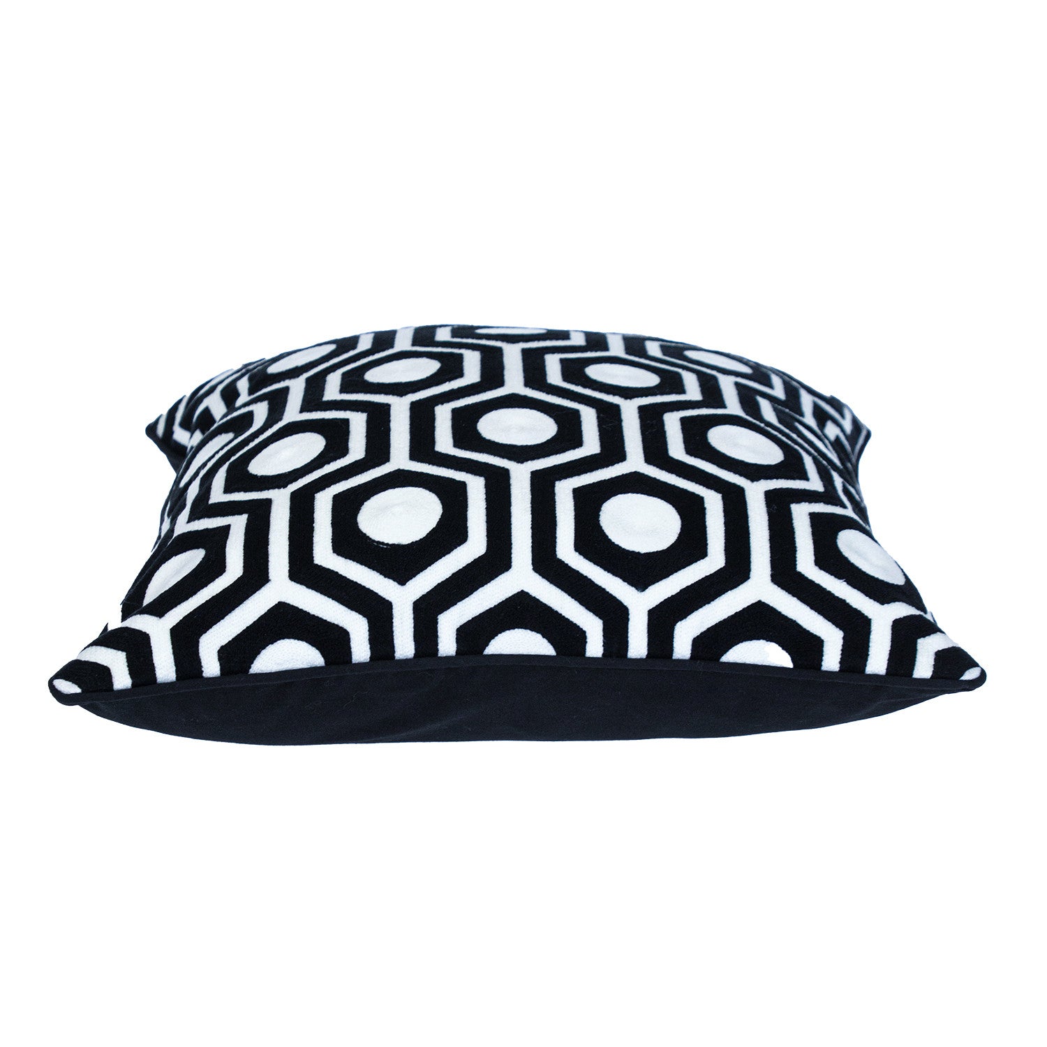 18" X 18" Black 100% Cotton Geometric Zippered Pillow