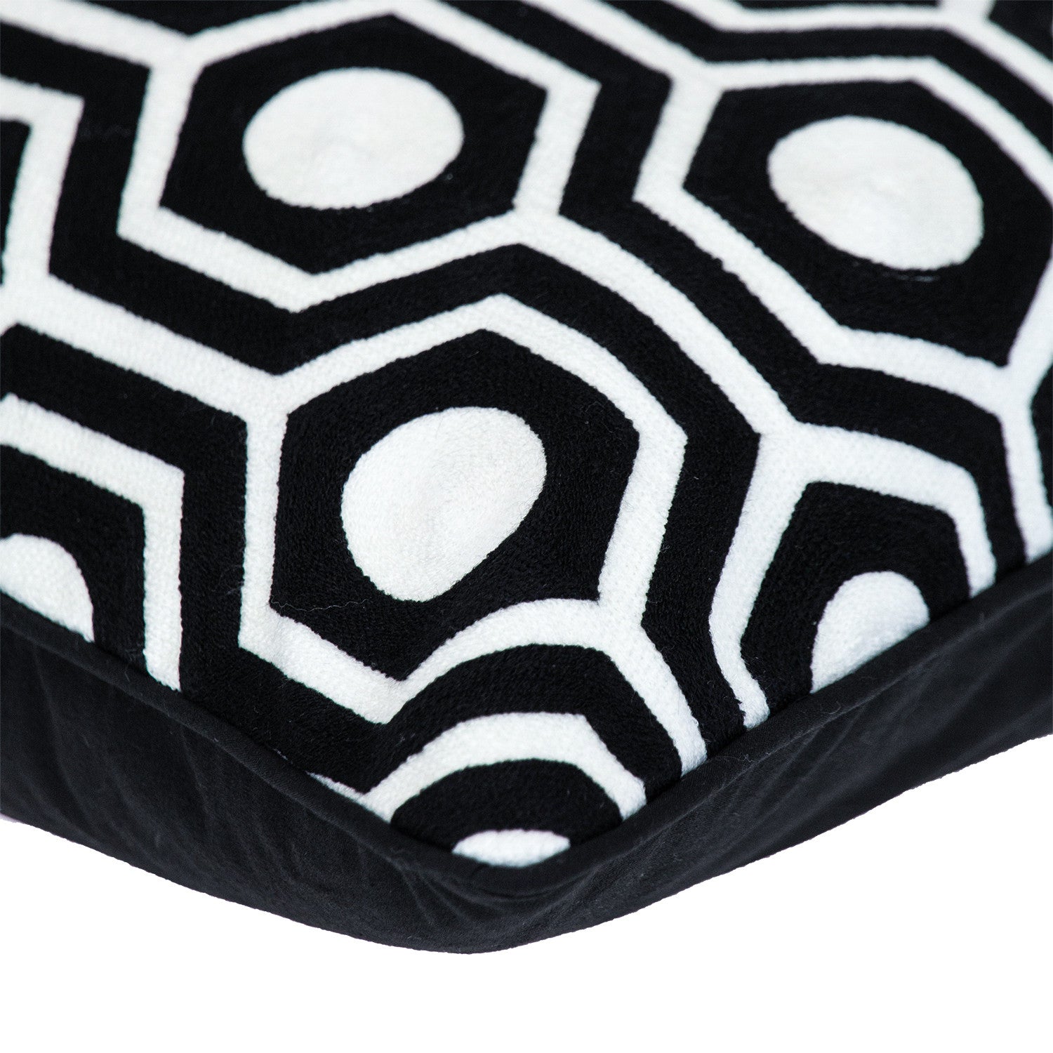 18" X 18" Black 100% Cotton Geometric Zippered Pillow