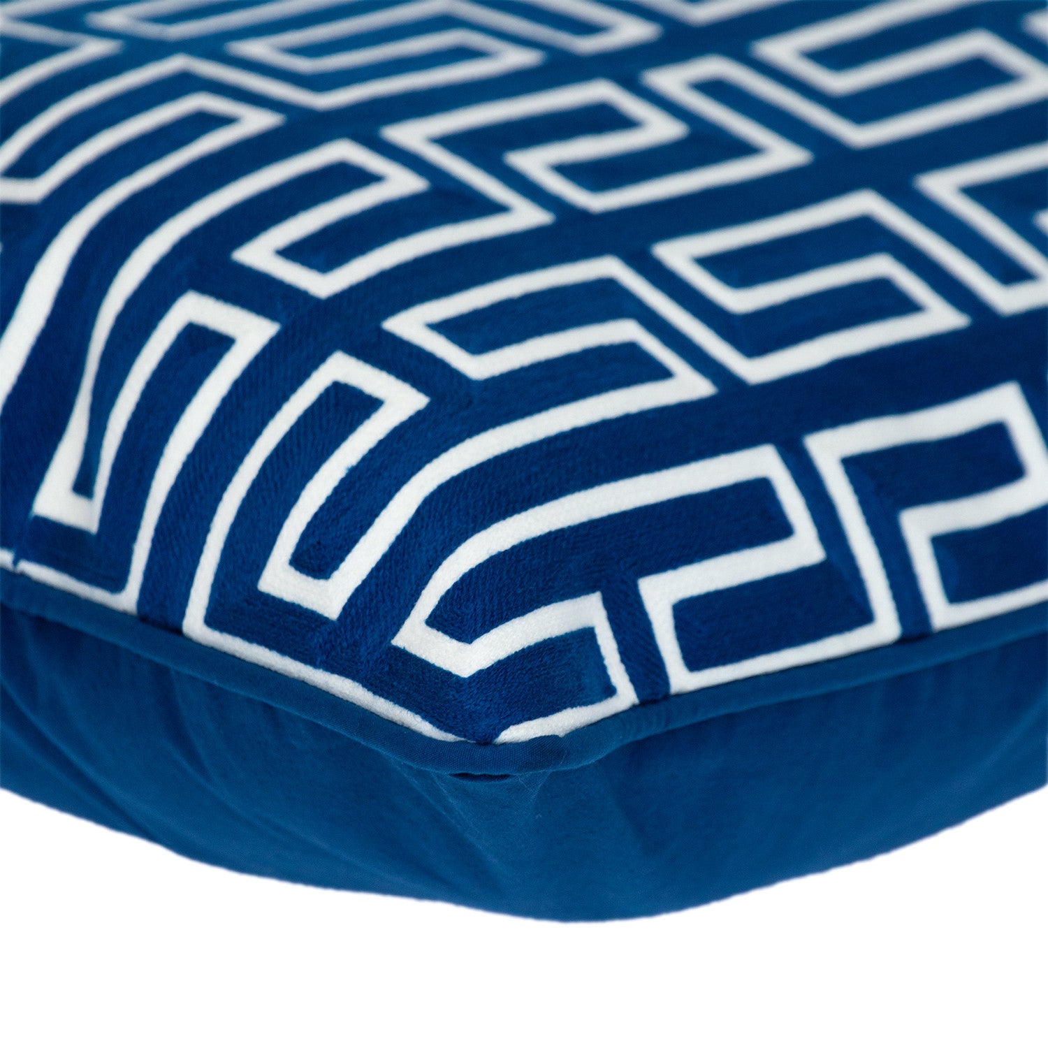 20" x 20" Blue 100% Cotton Geometric Zippered Pillow