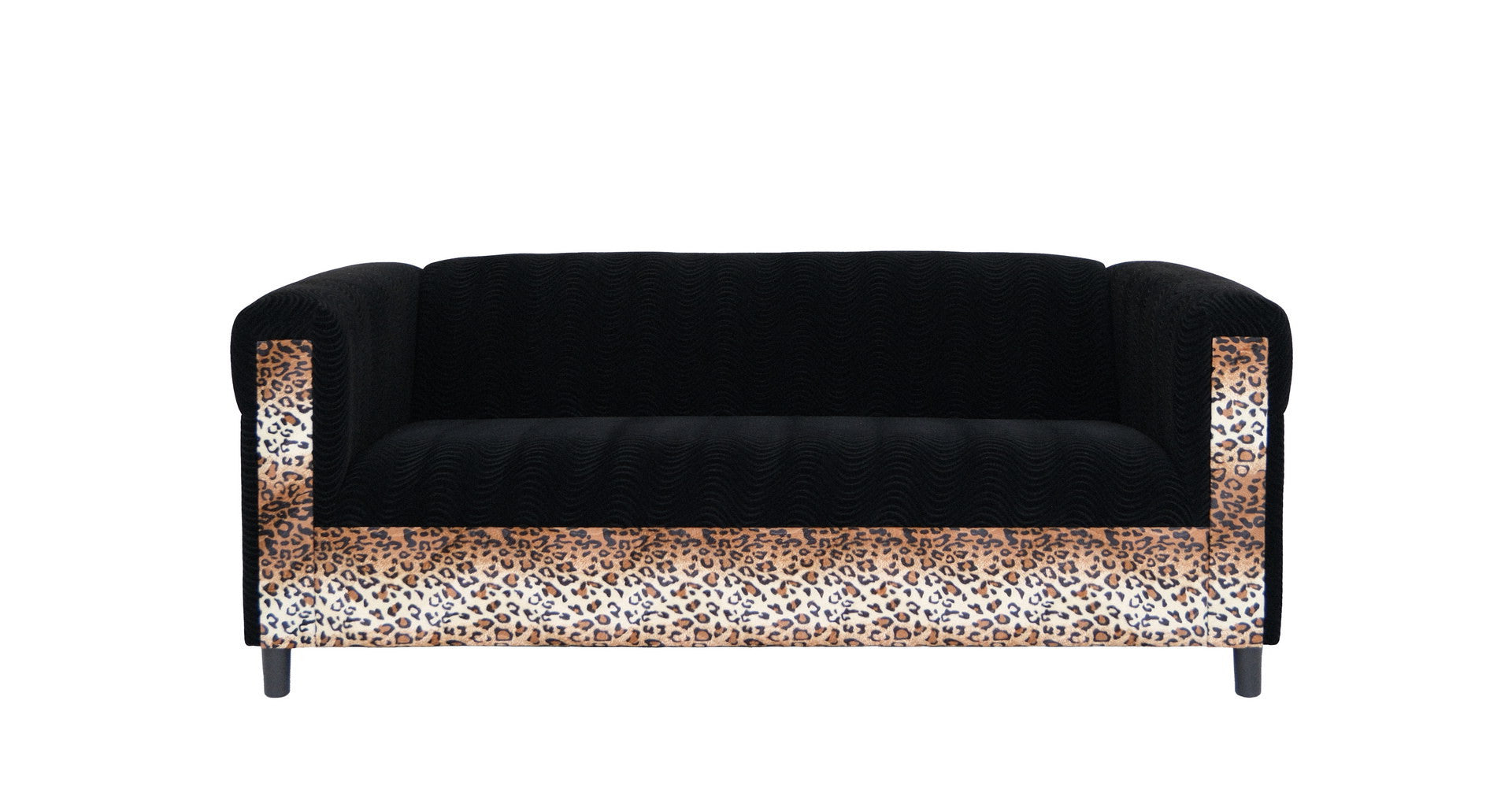 72" Black Faux leather Animal Print Sofa