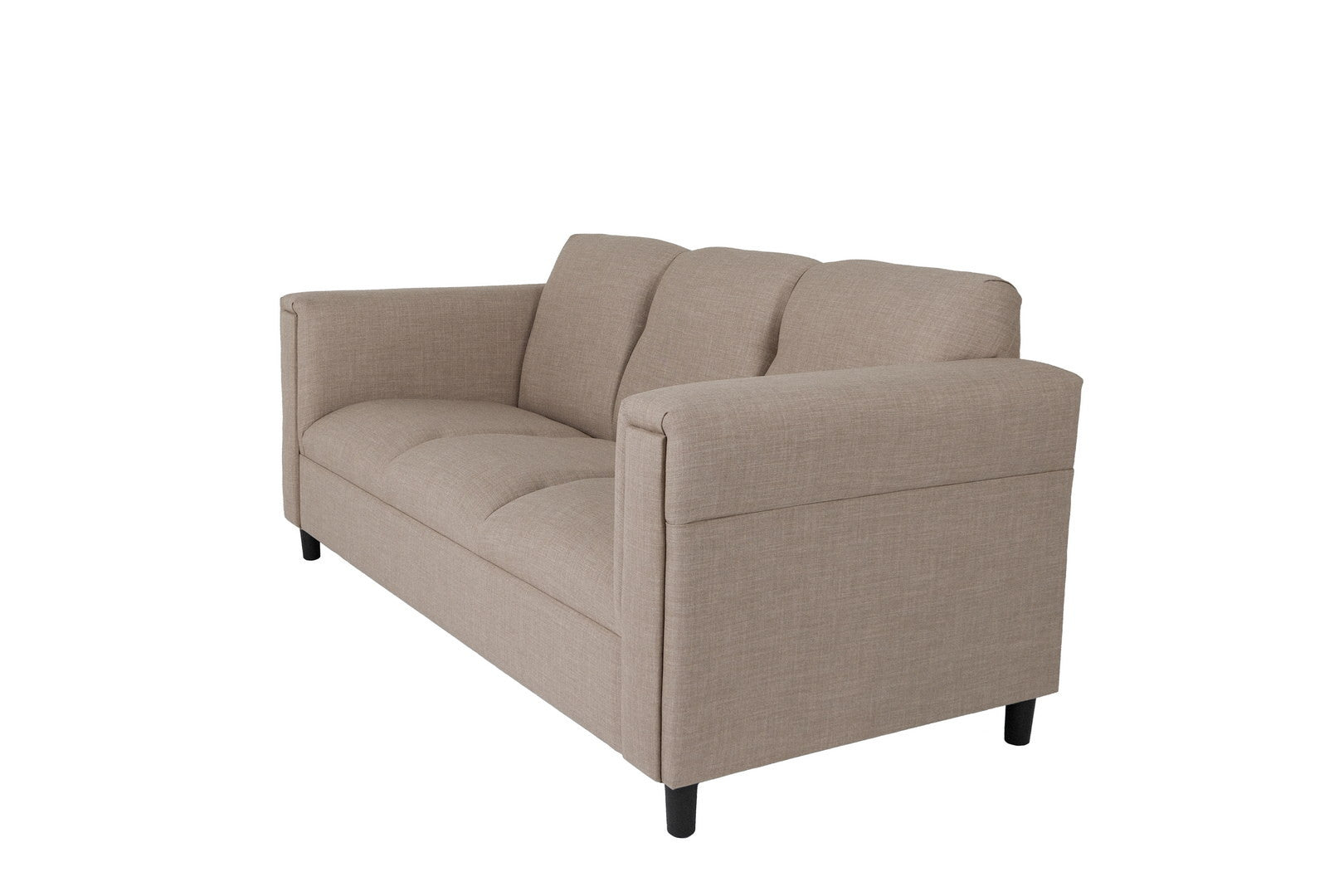 72" Beige Polyester And Black Sofa