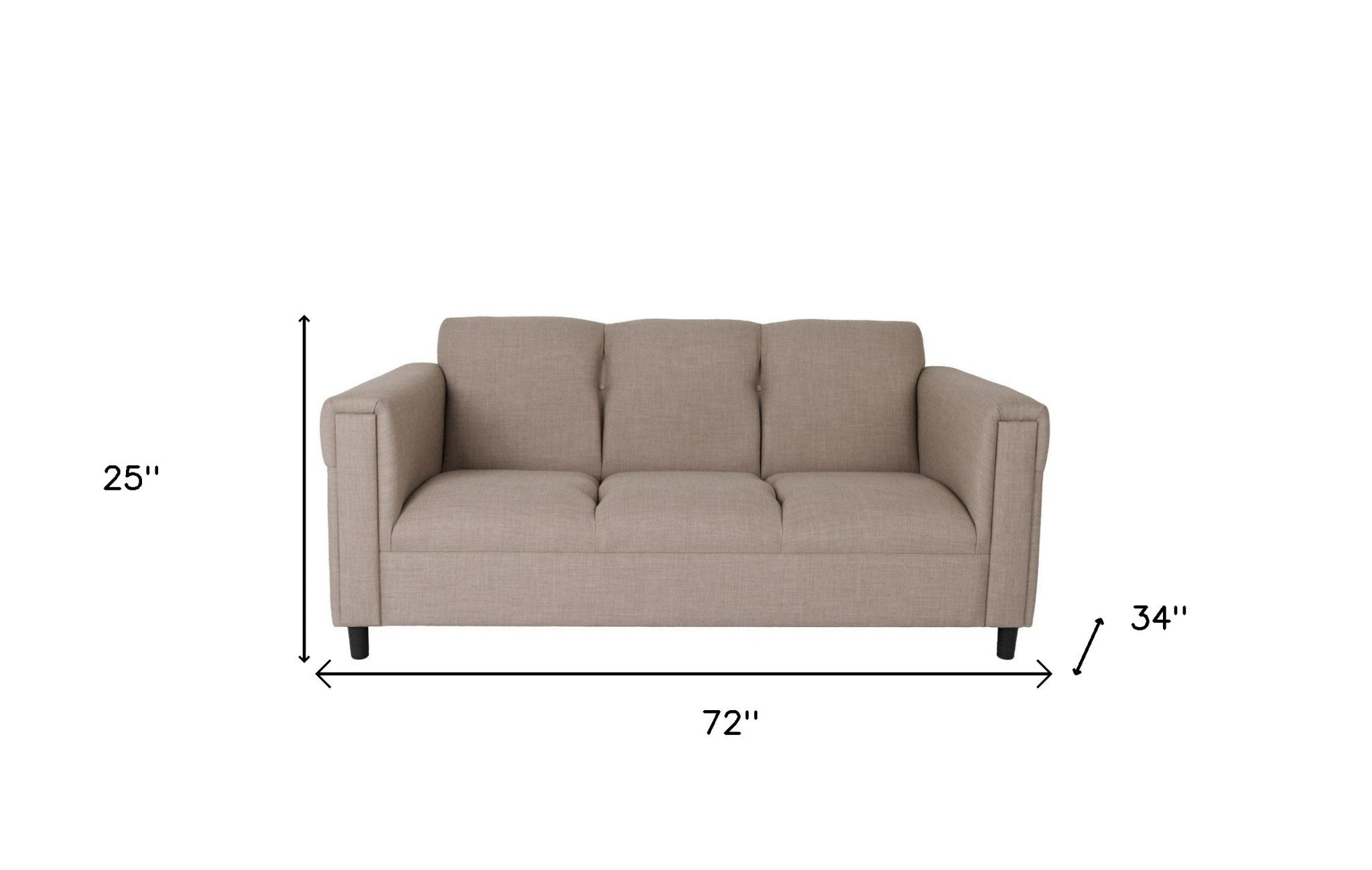 72" Beige Polyester And Black Sofa