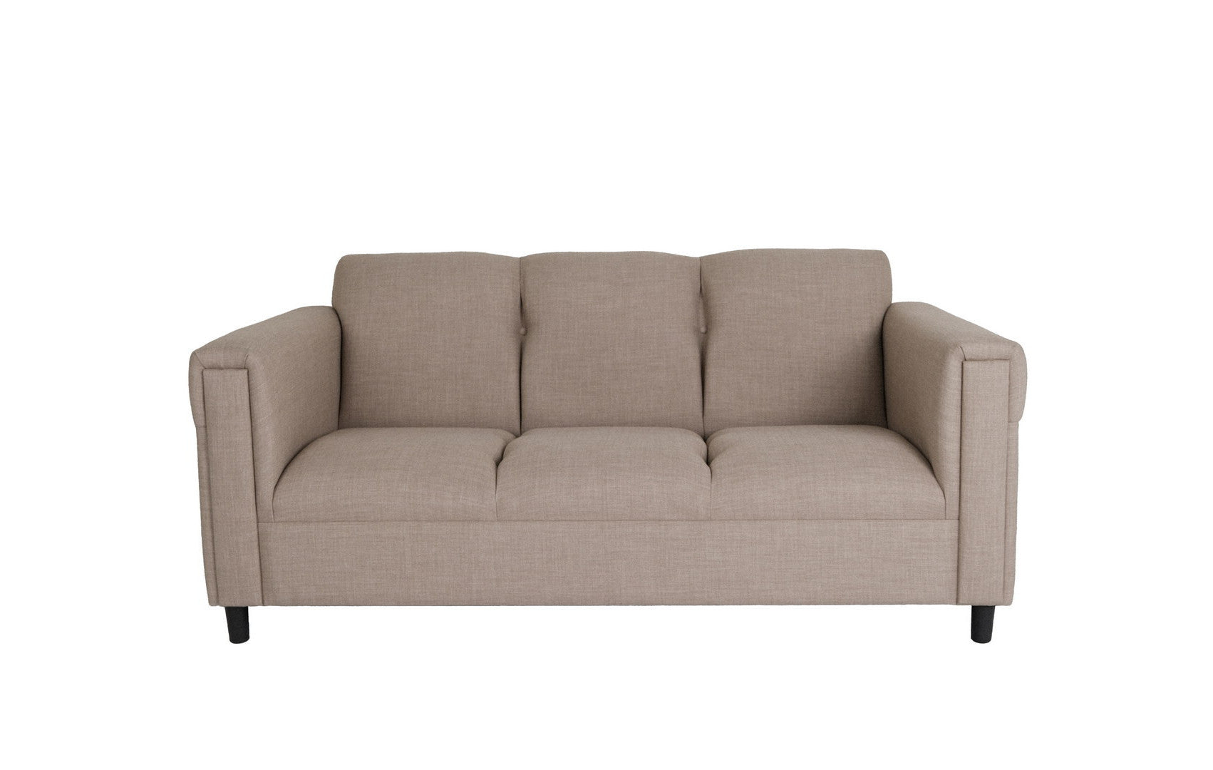 72" Beige Polyester And Black Sofa