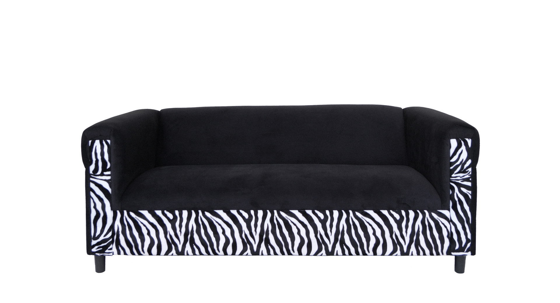 72" Black Suede Animal Print Sofa