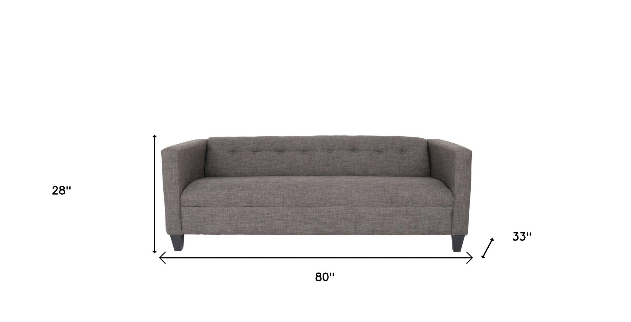 80" Charcoal Polyester And Dark Brown Sofa