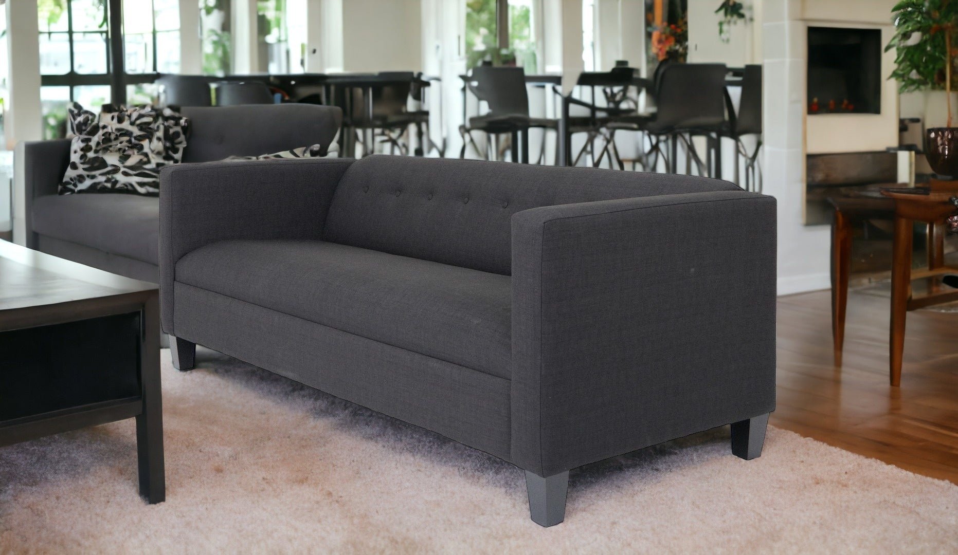 80" Black Polyester Sofa