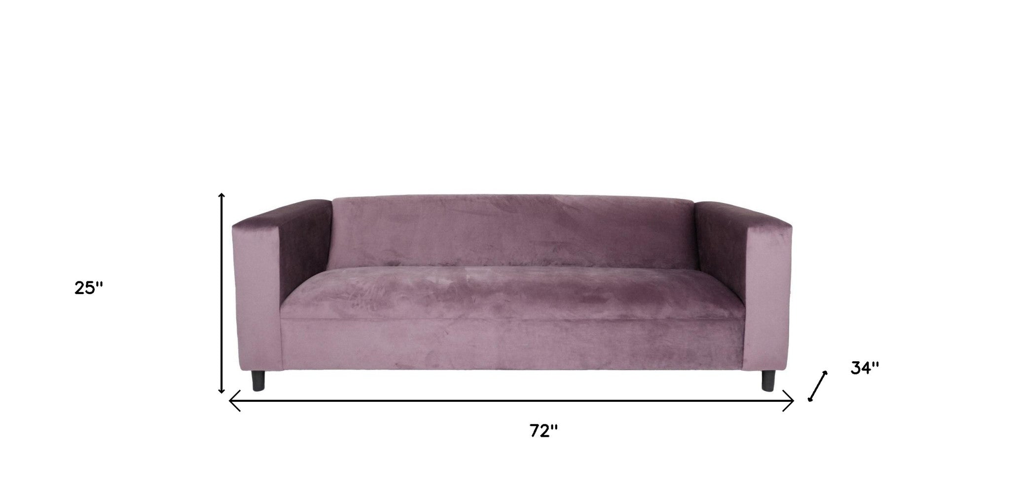 72" Lavender Blue Velvet And Black Sofa